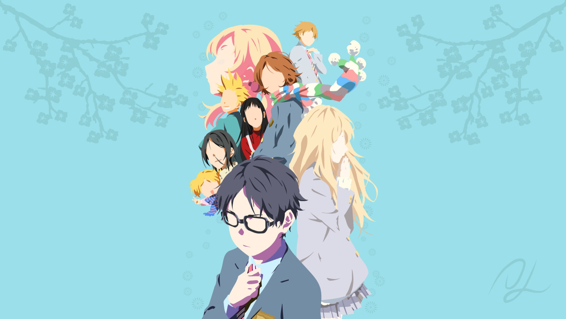 Ryota Watari, Emi Igawa, 1080P, Kaori Miyazono, Tsubaki Sawabe, Anime, Your Lie in April, Takeshi Aiza, Nagi Aiza, Kousei Arima, HD Wallpaper