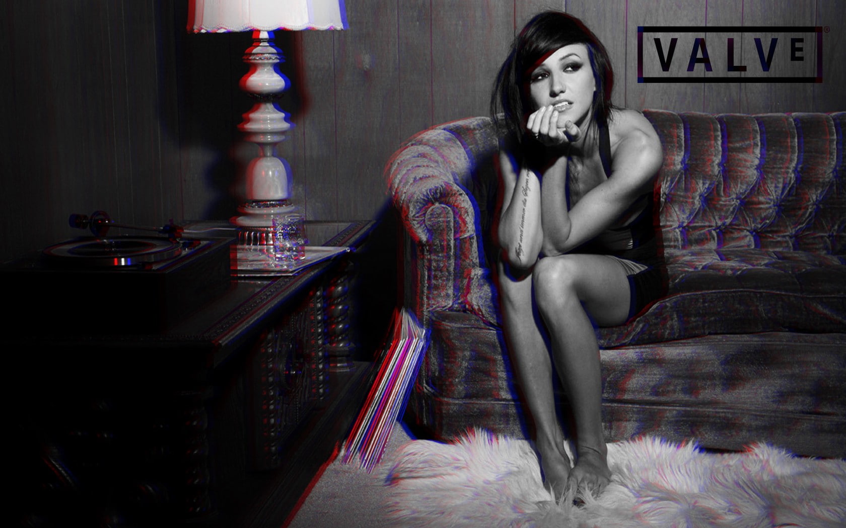 one person, lifestyles, front view, beauty, anaglyph 3D, furniture, depression - sadness, contemplation, 720P, looking at camera, digital composite, young adult, HD Wallpaper
