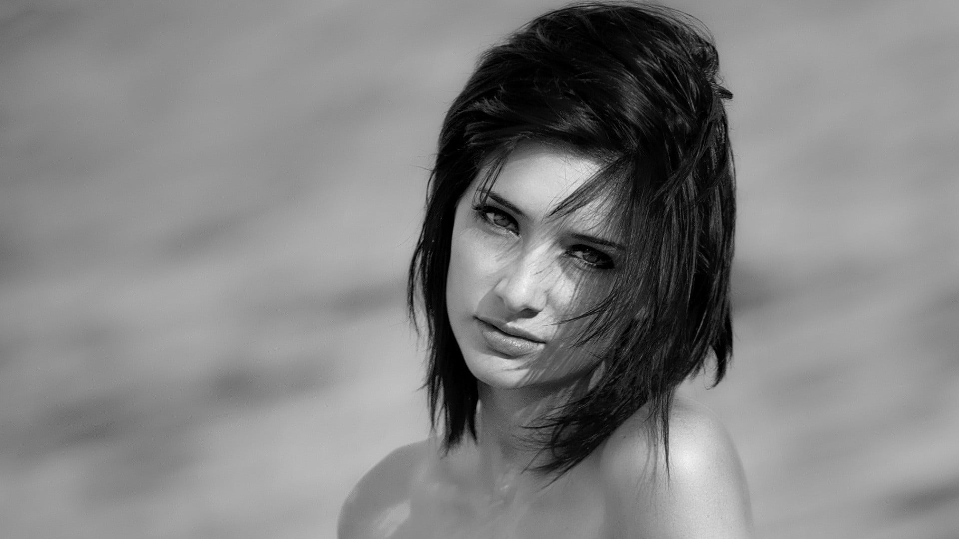 photograph, portrait, model, looking, headshot, graphic, young women, face, human face, contemplation, body part, adult, monochrome, beautiful woman, hair, HD Wallpaper
