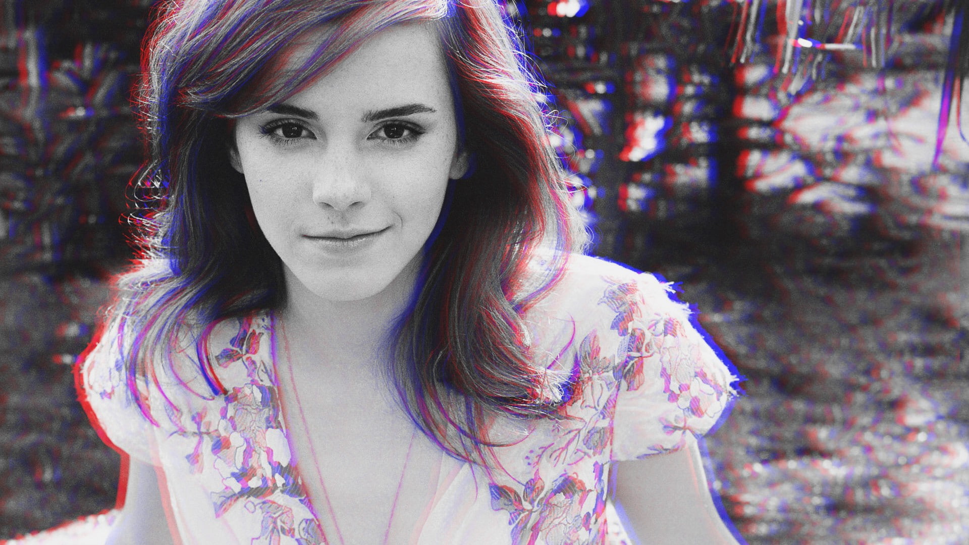 anaglyph 3D, Emma Watson, 1080P, HD Wallpaper