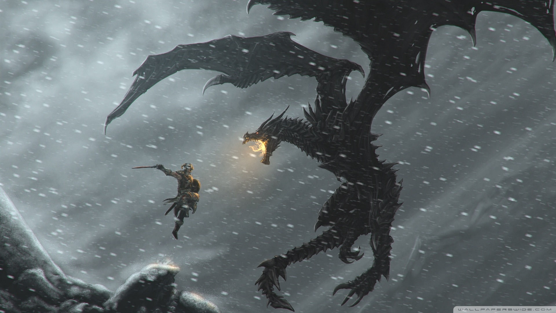 video games, The Elder Scrolls V: Skyrim, anaglyph 3D, 3D, 1080P, HD Wallpaper