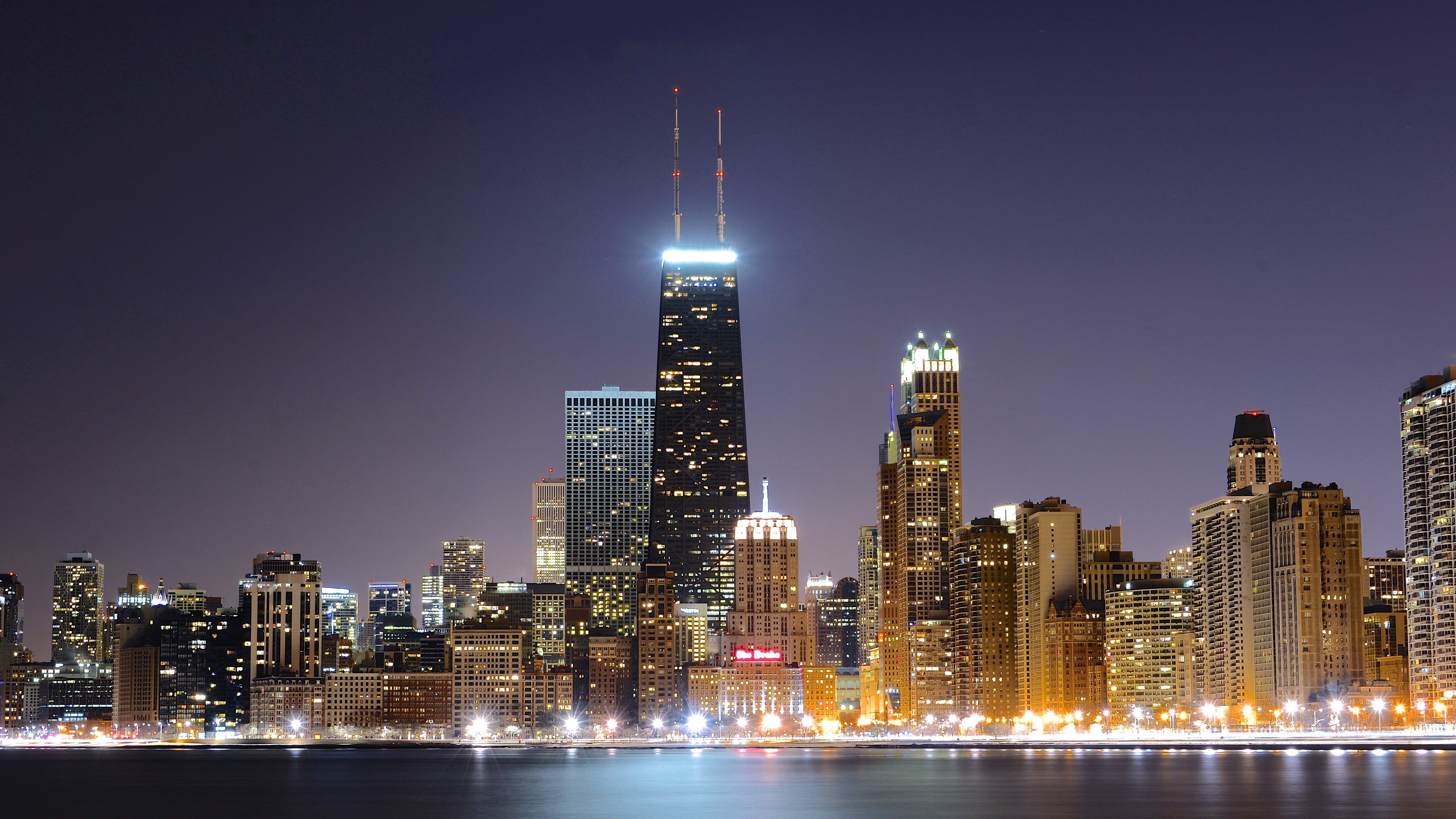 united states, skyscraper, nature, office building exterior, tower, water, landscape, city lights, built structure, no people, 4K, skyline, urban skyline, HD Wallpaper