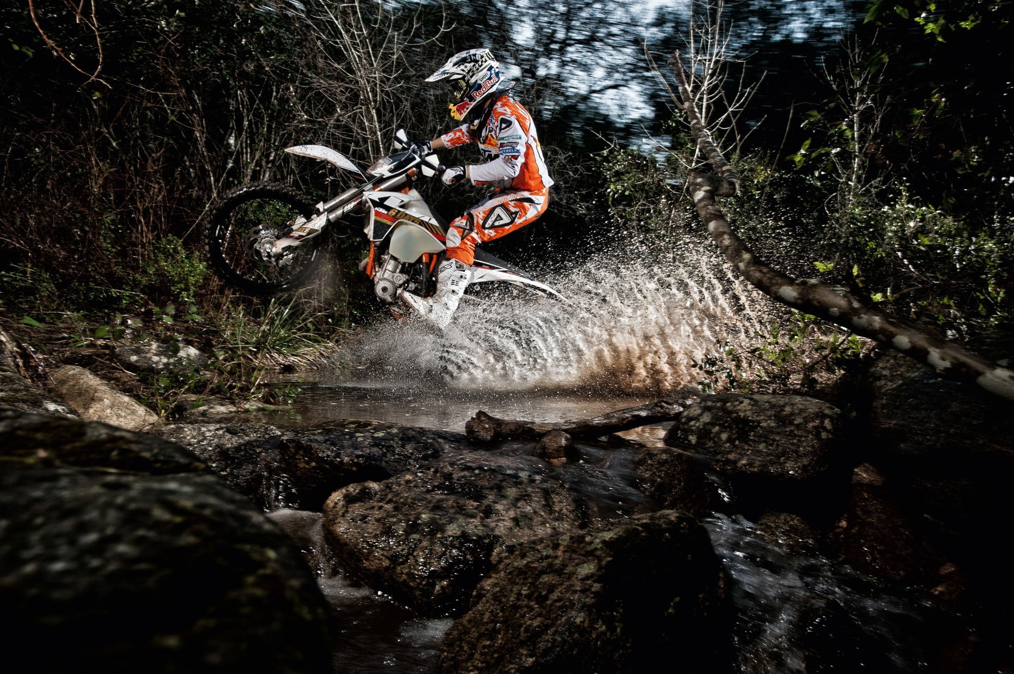 motion, water splash, motorcycle, leisure activity, mud, day, tree, motocross, mode of transportation, extreme sports, forest, water, sport, riding, real people, HD Wallpaper