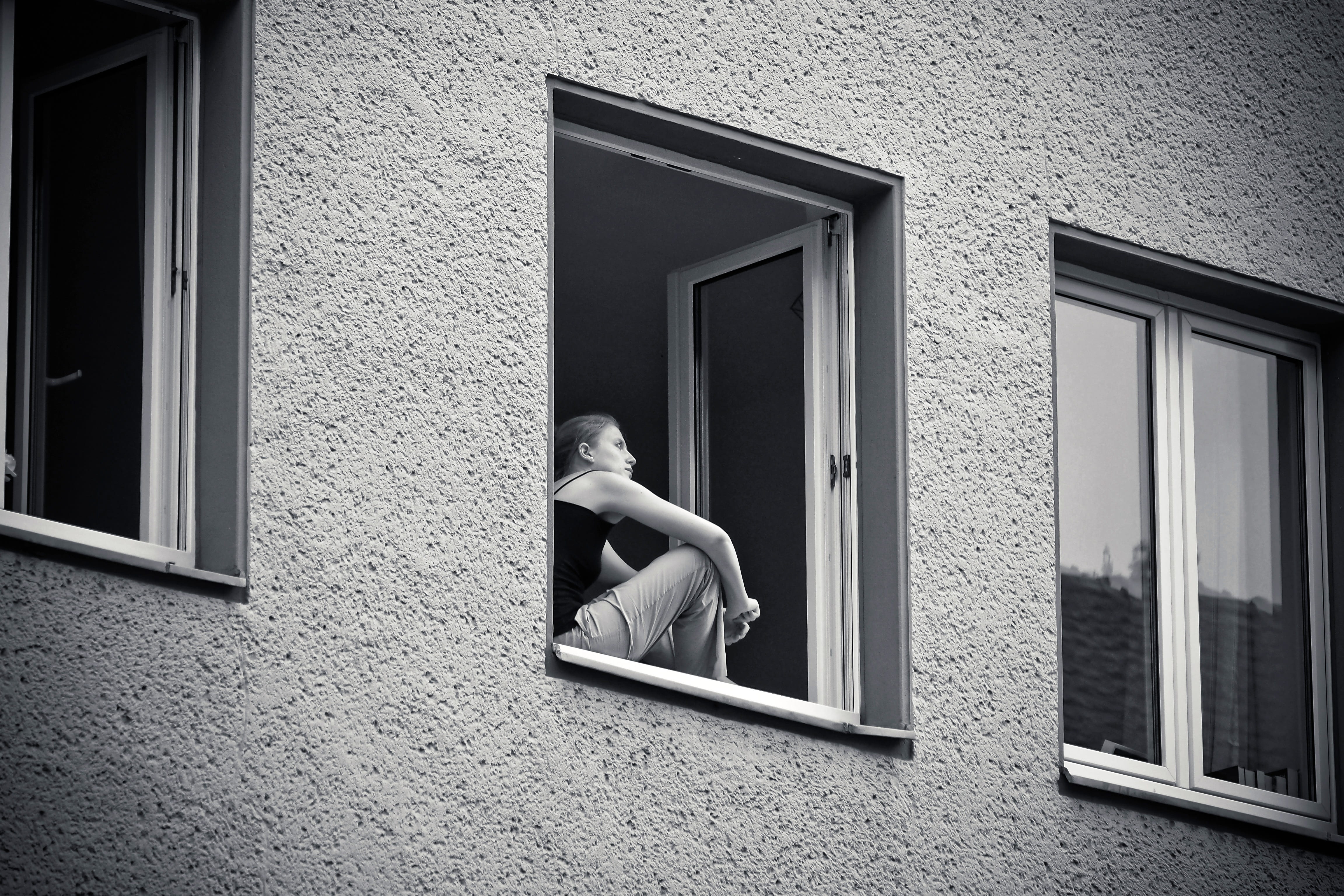 wall - building feature, waiting, photo, transparent, house, young, home, men, street photography, 4K, real people, teenager, beside, outdoors, sit, woman, HD Wallpaper