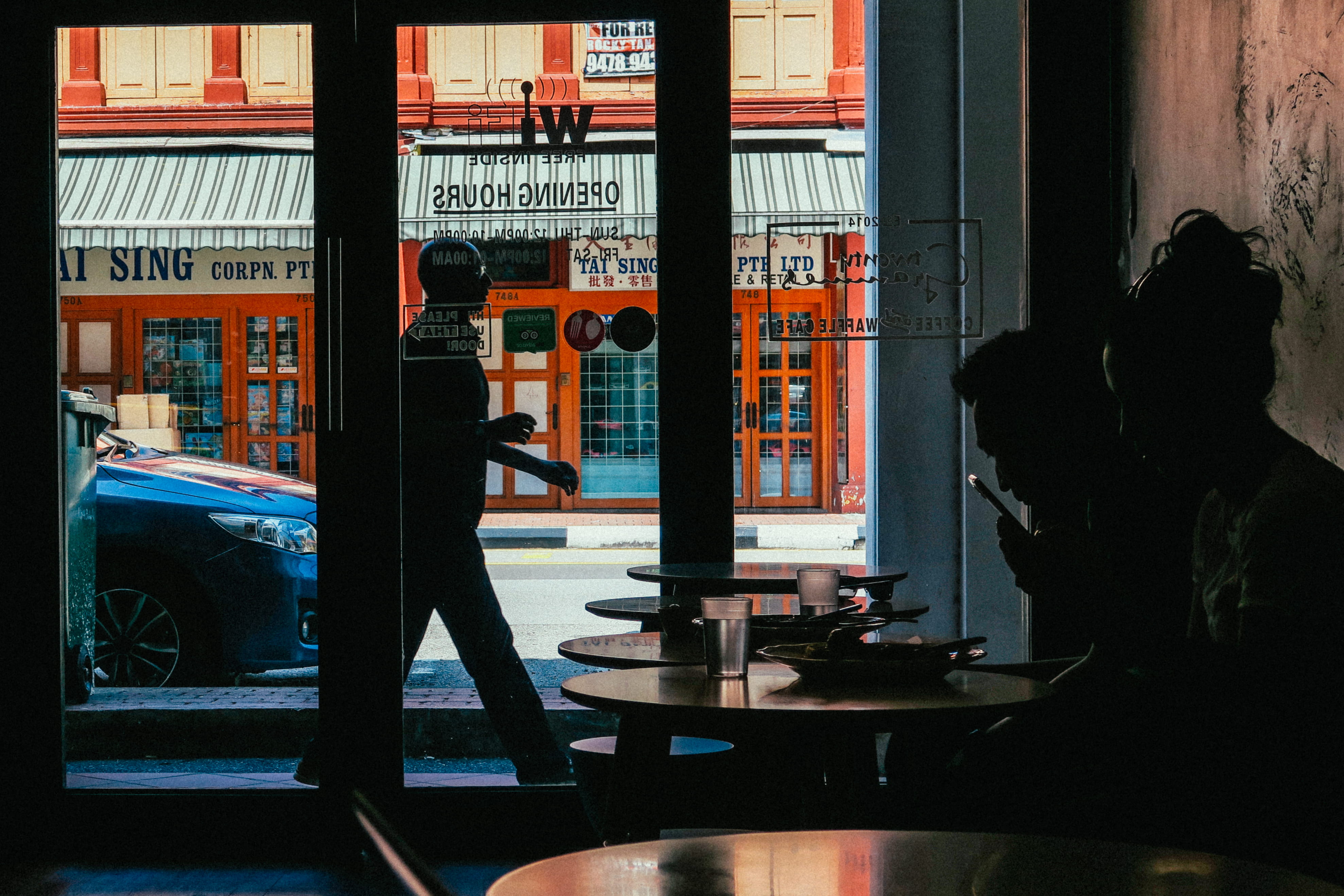 city, window, restaurant, outdoors, urban Scene, chair, building, architecture, near, glass, built structure, table, business, photo, cafe, person, indoors, HD Wallpaper