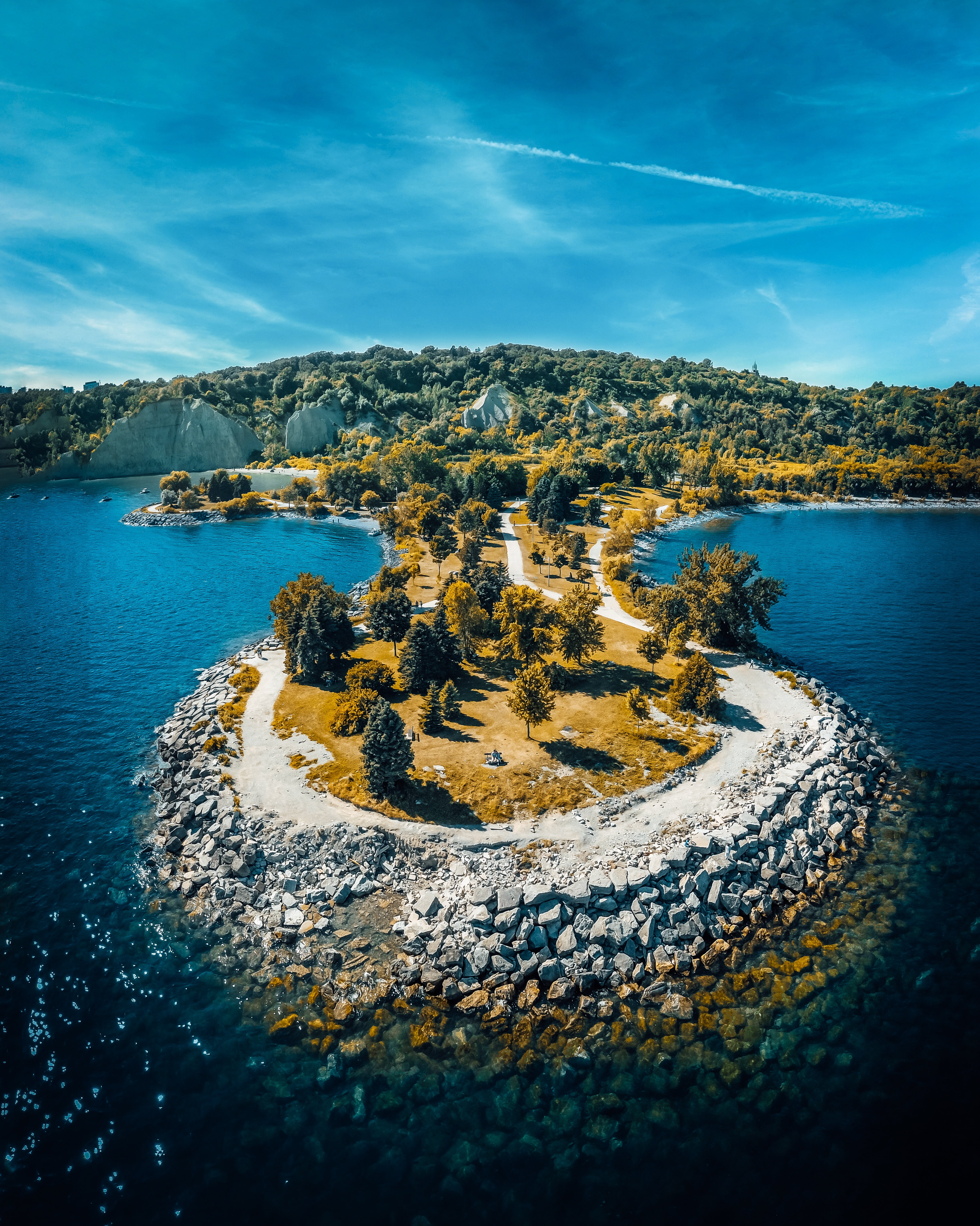 blue, sea, no People, green, tourism, tree, journey, forest, tranquility, plant, travel, canada, land, scarborough bluffs park, tranquil Scene, coastline, Phone HD Wallpaper