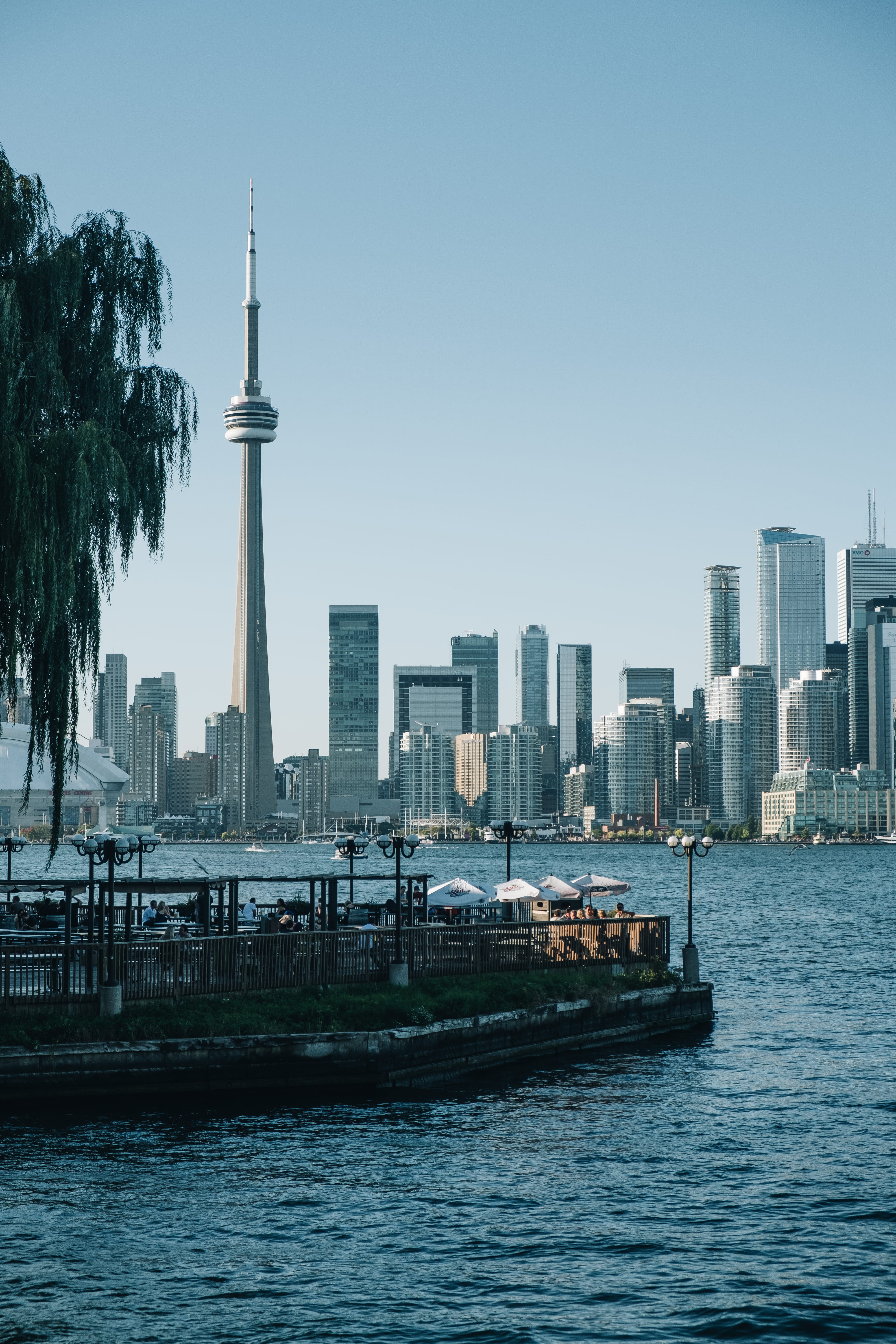 toronto islands, metropolis, city, building exterior, travel destinations, watercraft, modern, vehicle, skyscraper, urban skyline, water, high rise, cn, Phone HD Wallpaper
