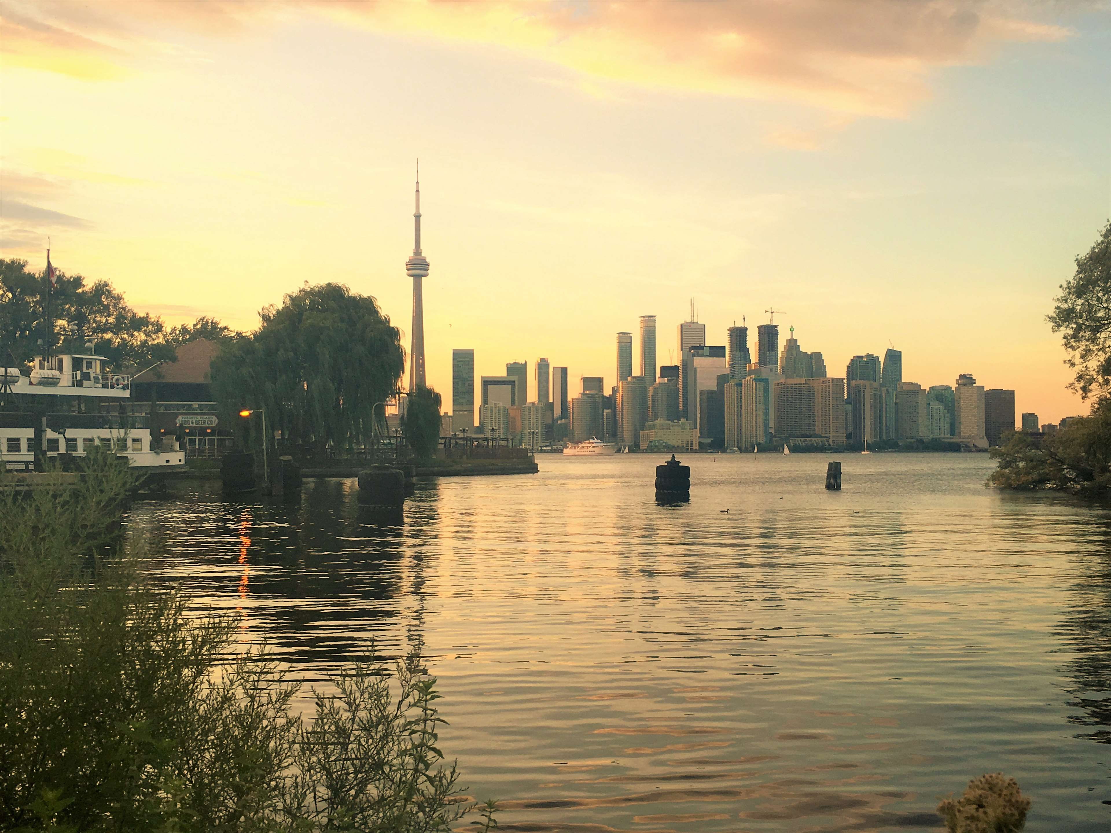 reflection, calm waters, water, port, canada, travel destinations, tower, modern, island, downtown, building exterior, nature, city, sky, office building exterior, HD Wallpaper