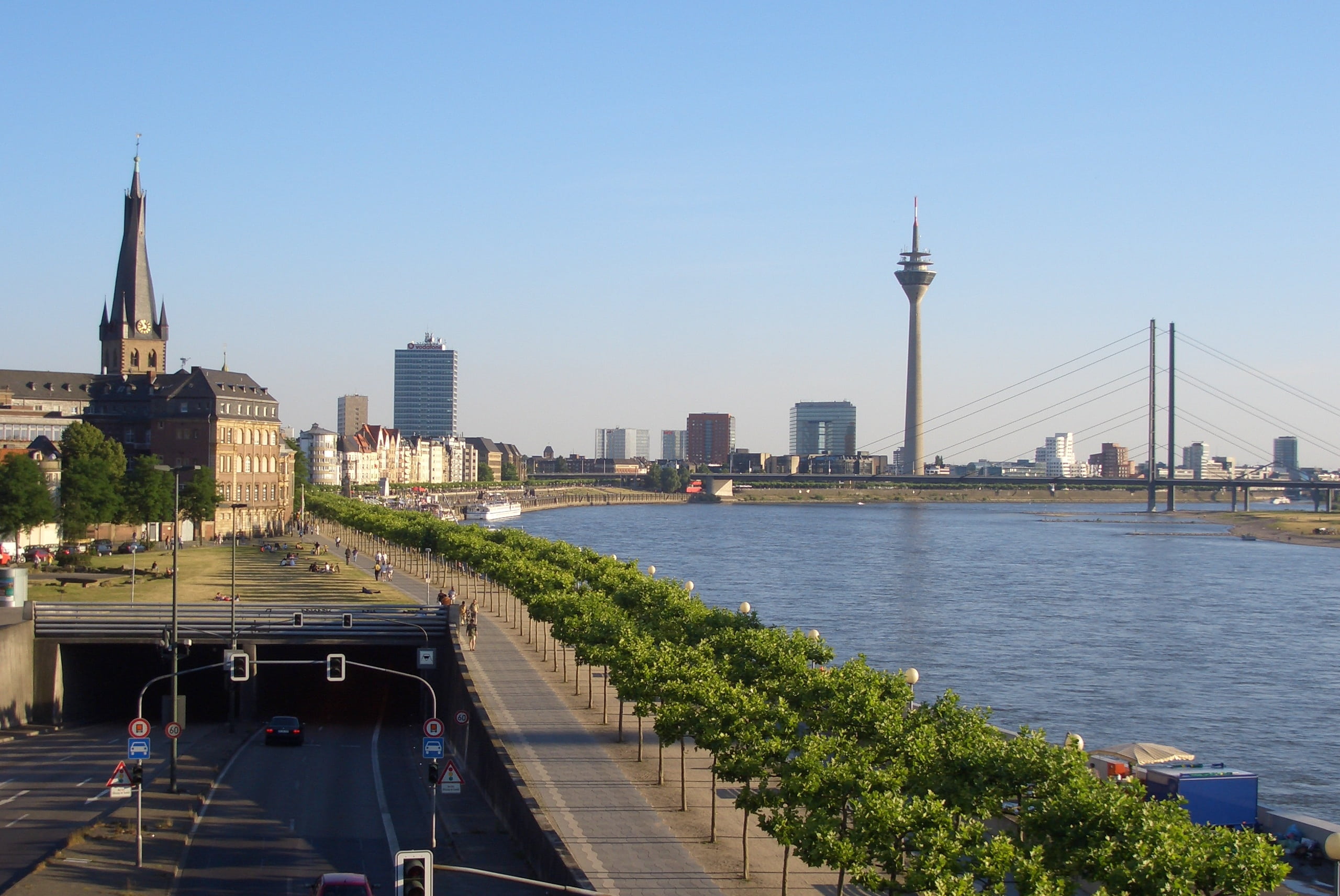 outdoors, tourism, mode of transportation, connection, city, rhine river, travel, river, building, 2K, architecture, nature, building exterior, water, HD Wallpaper