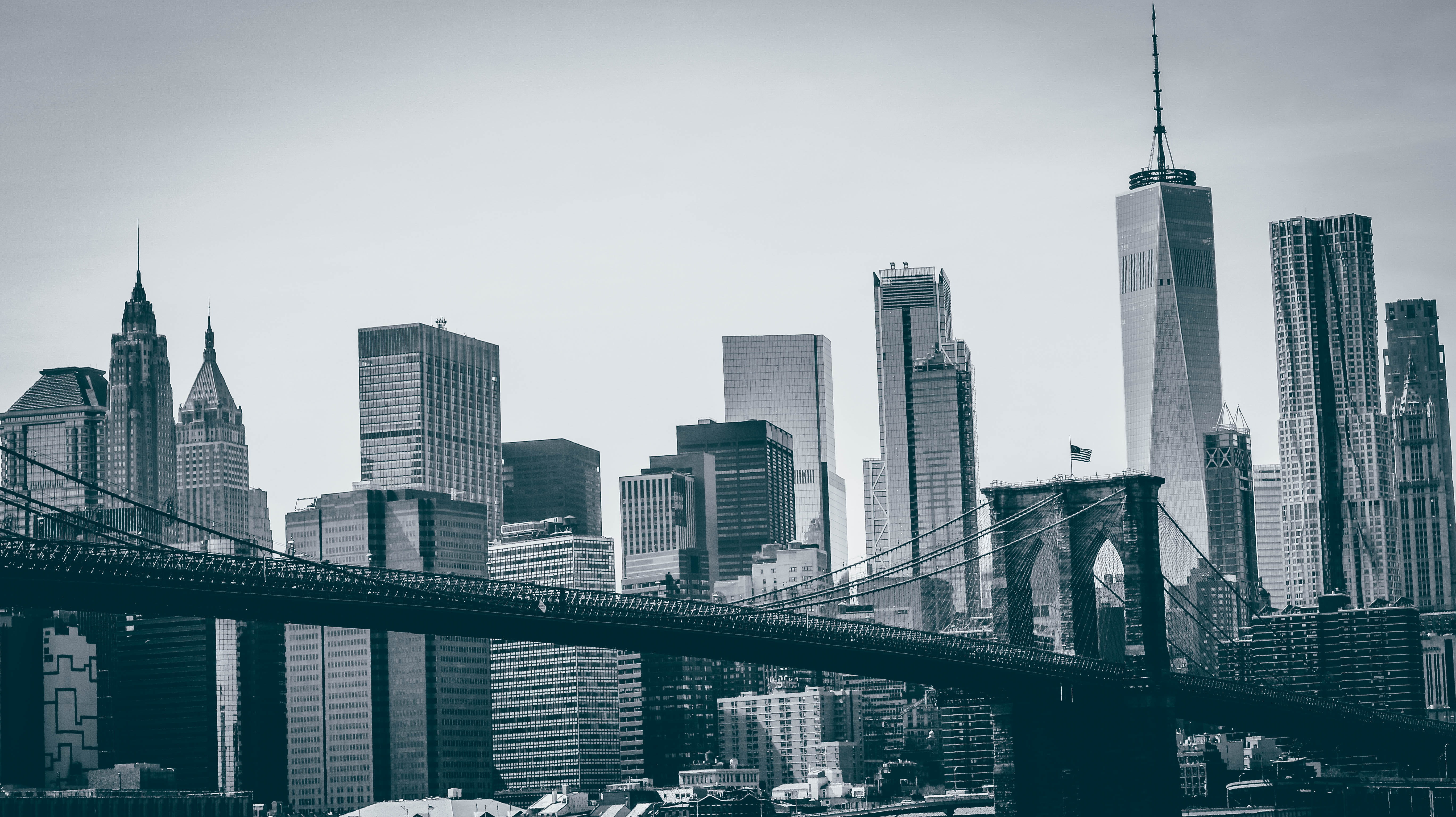 architecture, built structure, building exterior, travel destinations, modern, urban skyline, brooklyn, town, no people, black and white, building, high rise, HD Wallpaper