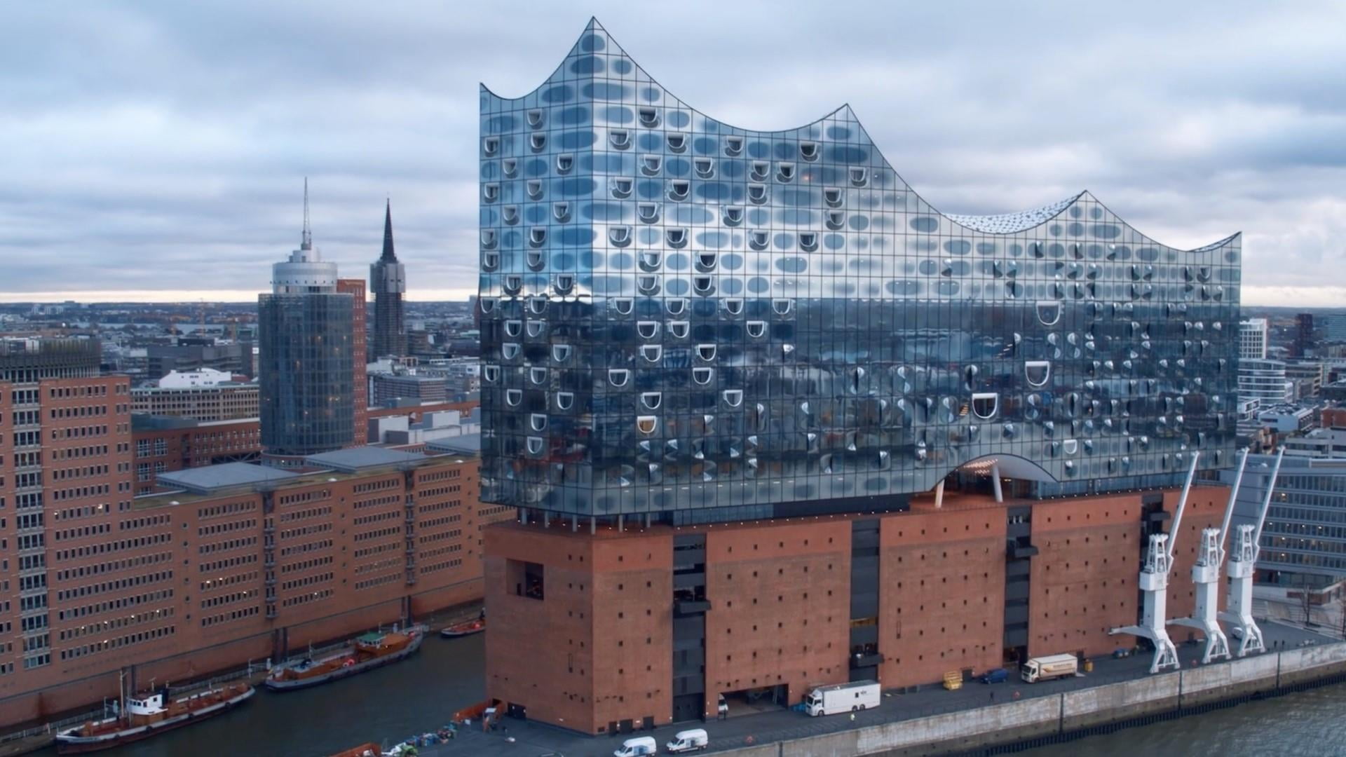 philharmony, elbe philharmonic hall, elbphilharmonie, no people, built structure, city, 1080P, sky, hamburg, spire, outdoors, architecture, elbe, skyscraper, HD Wallpaper