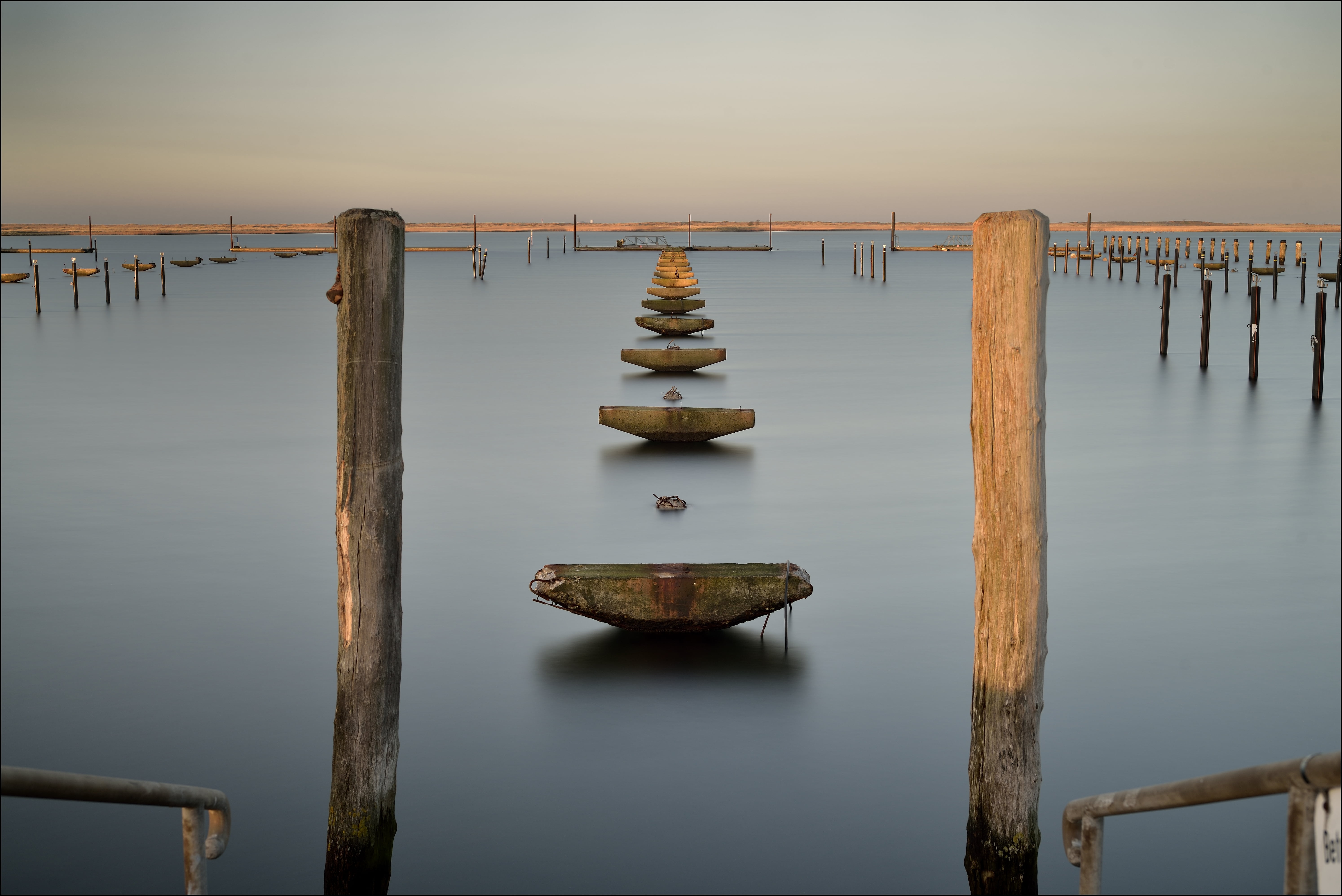 jetty, wooden, brown, two, time exposure, wood - Material, posts, sea, water, reflection, outdoors, 5K, tranquil Scene, nautical Vessel, Hafen, long, lake, HD Wallpaper