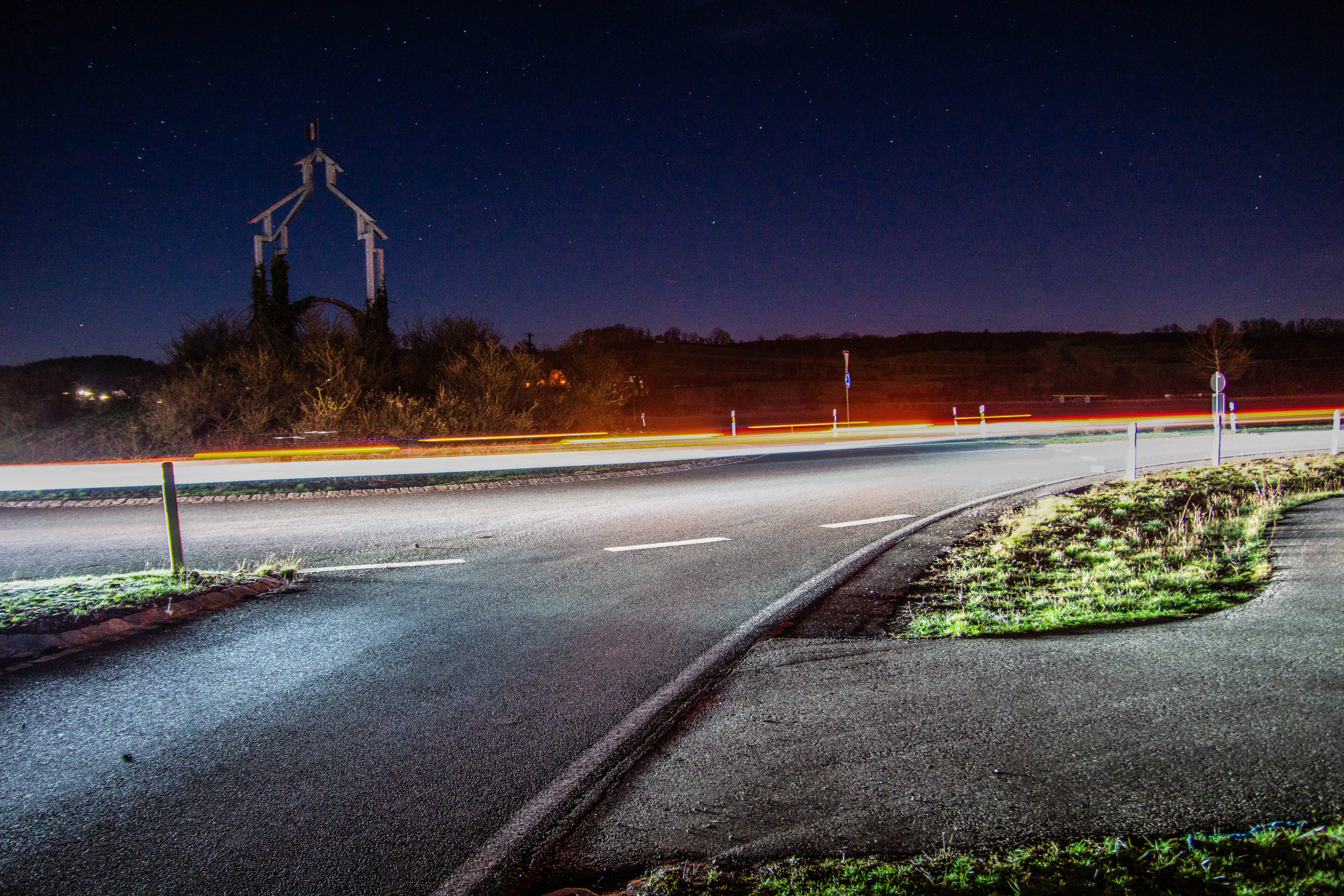 space, light trail, architecture, tarmac, illuminated, motion, machine, transportation, auto, licht, sign, astronomy, kreisverkehr, night, straße, direction, HD Wallpaper