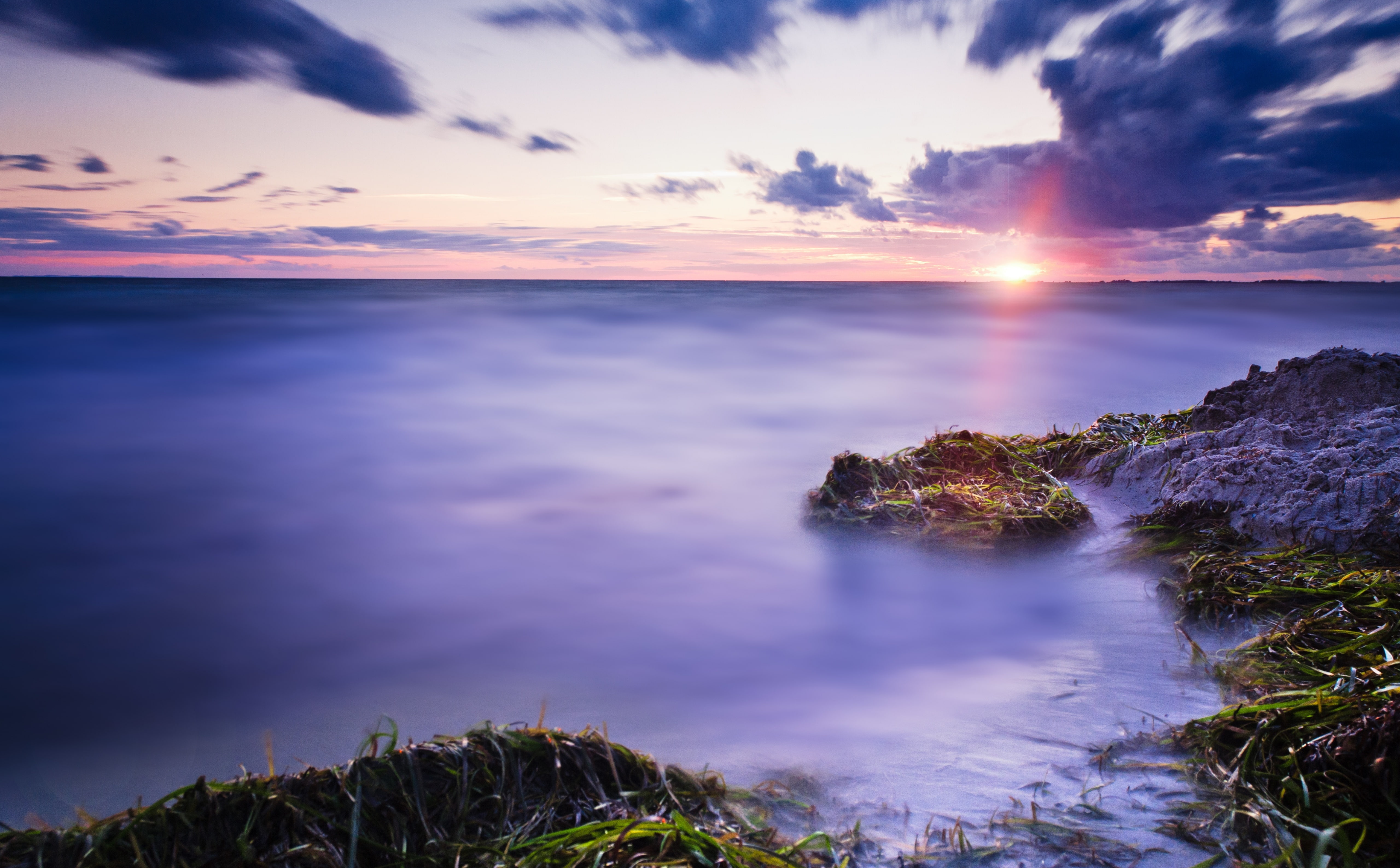 sky, Sunset, wolken, urlaub, langzeitbelichtung, sea, green, 5K, non-urban scene, Exposure, nacht, scenics - nature, Blurred, Clouds, outdoors, Sunlight, HD Wallpaper