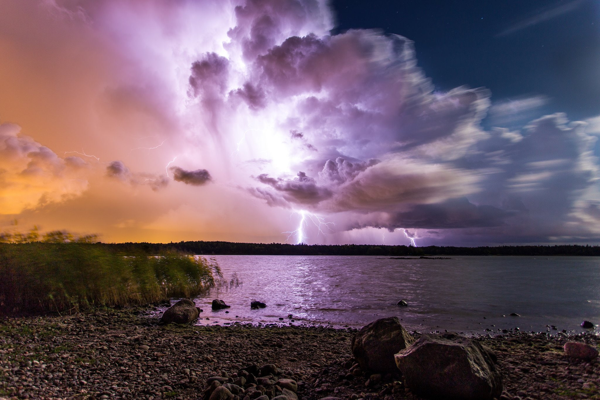 sky, night, nuit, nature, foudre, eclair, storn, lightning, walppaper, flash, thunder, 1080P, HD Wallpaper
