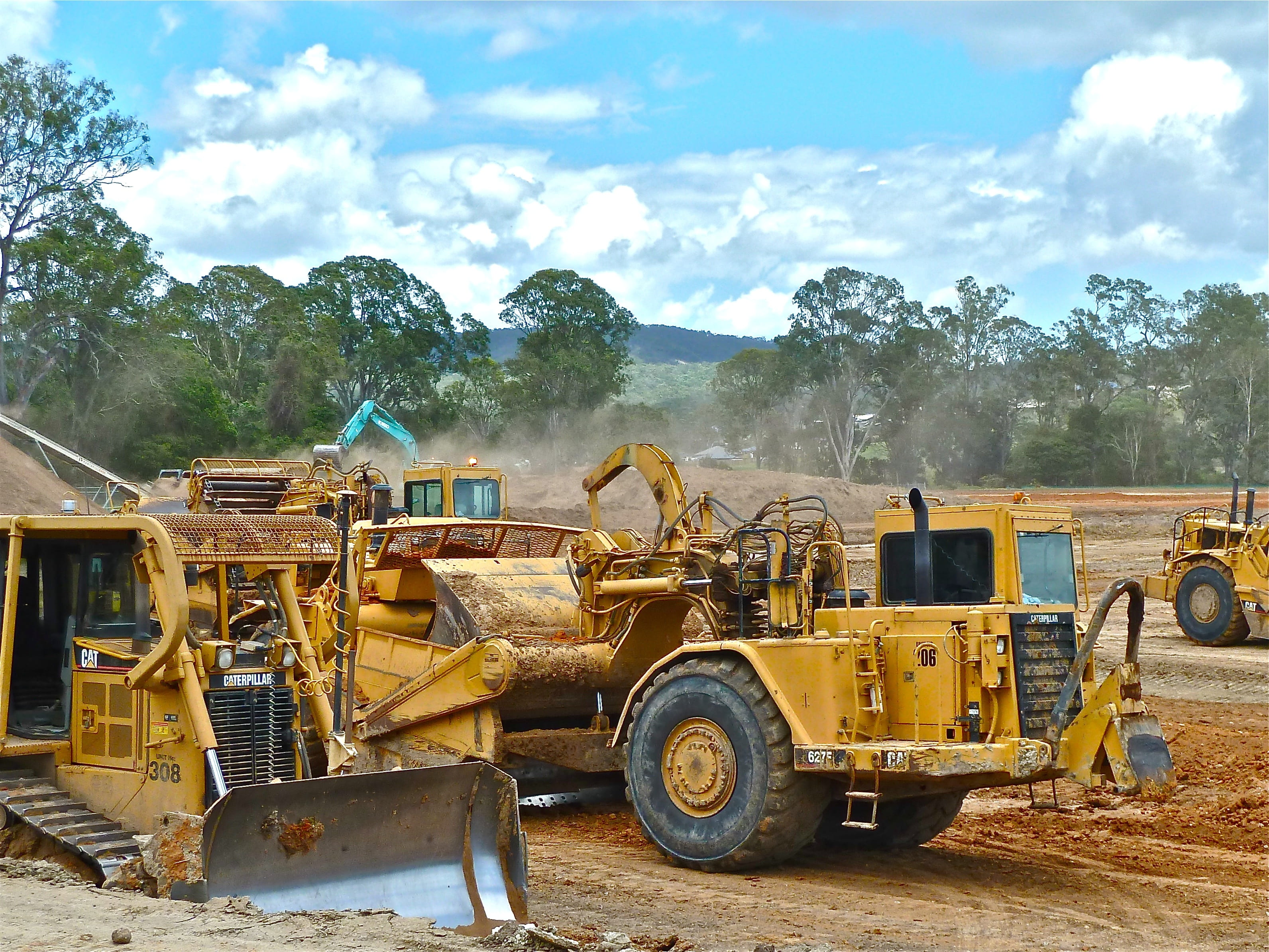 plant, machinery, development, land, vehicles, civil engineering, bulldozer, blade, construction industry, trucks, construction machinery, construction site, HD Wallpaper