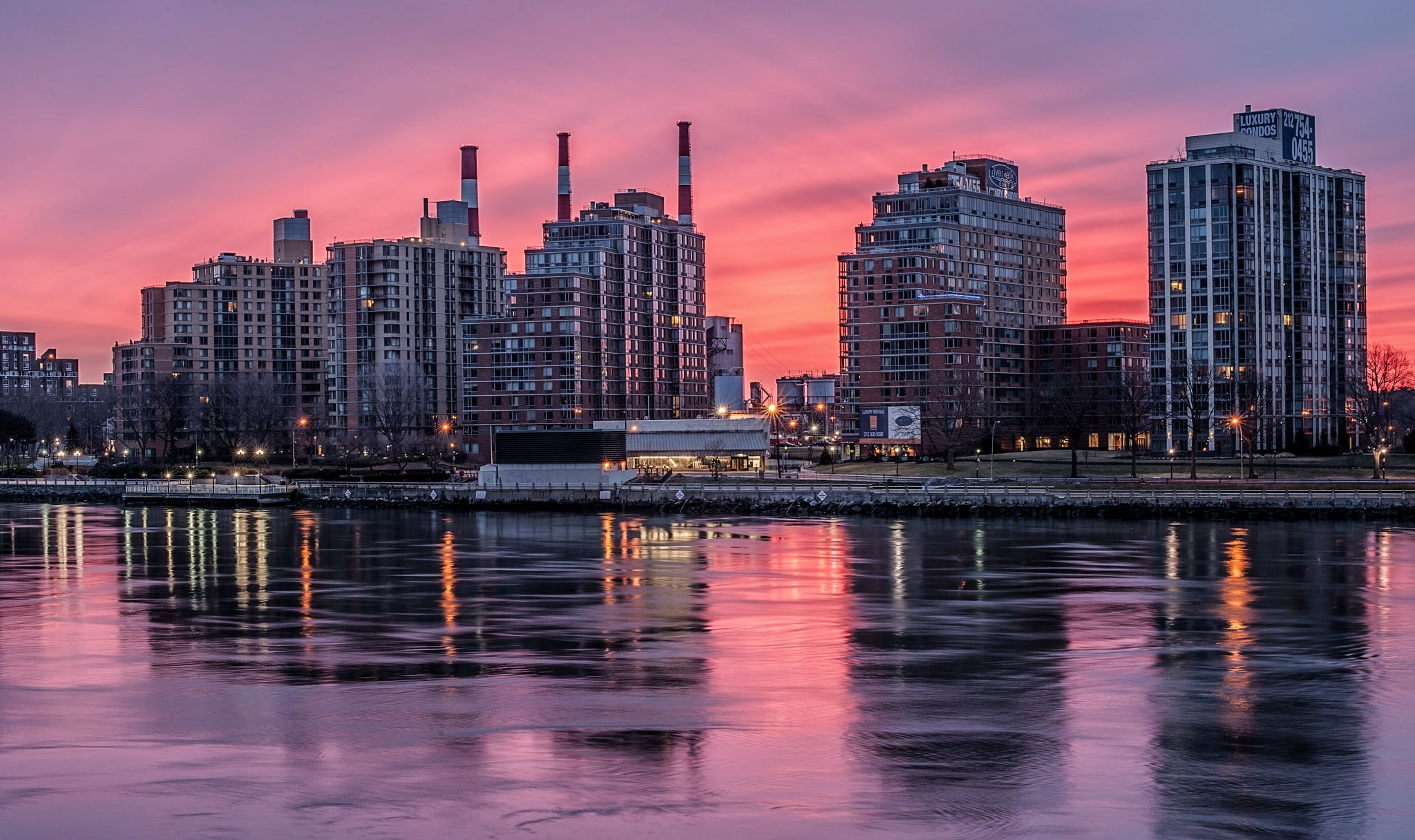 nature, night, harbor, landscape, blue, tower, modern, reflection, downtown District, sunset, outdoors, travel, new york, apartment, illuminated, cityscape, HD Wallpaper
