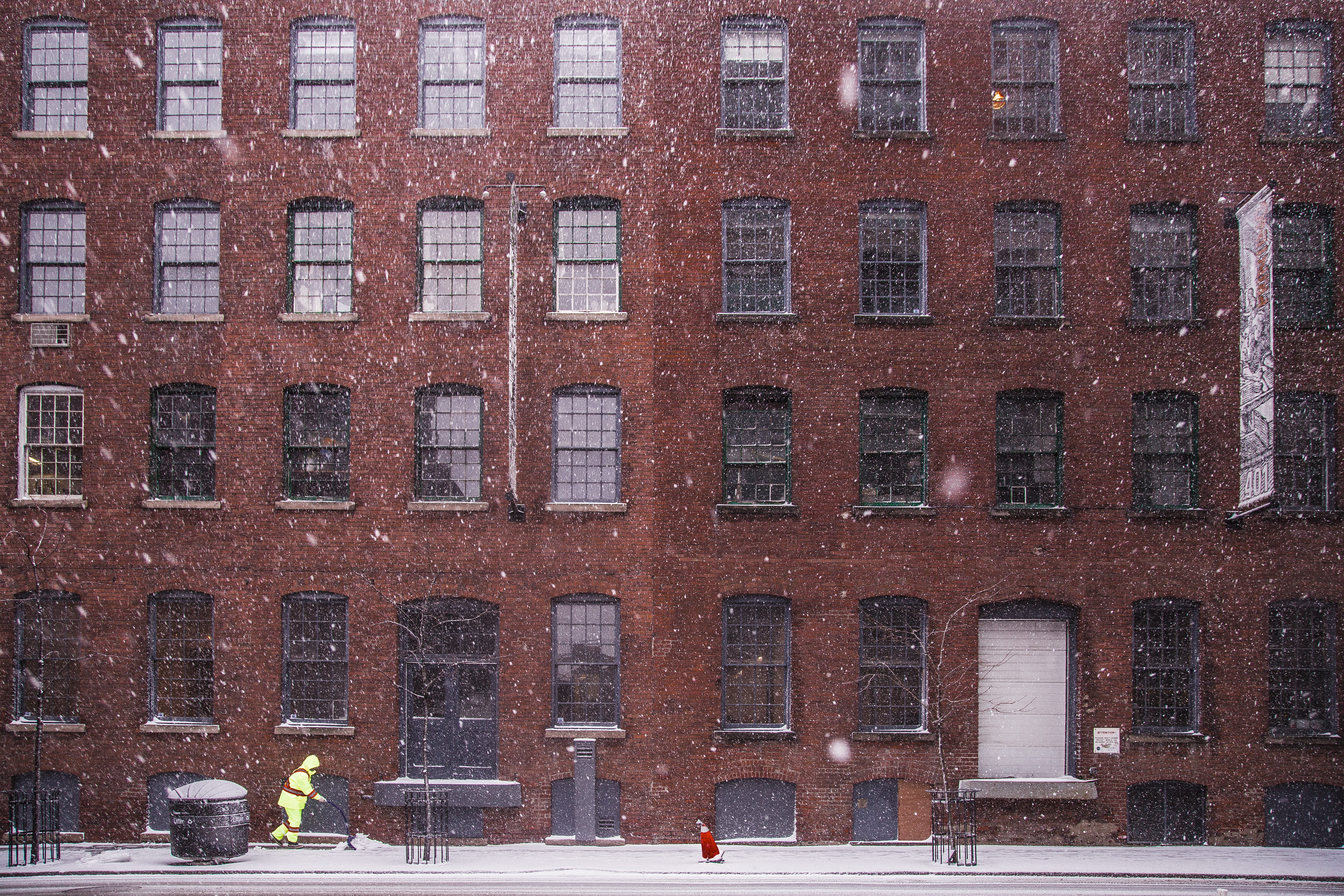 apartment, concrete, brown, tree, snow, lake, snow scraper, residential district, cold, nature, people, building exterior, covered, transportation, car, HD Wallpaper