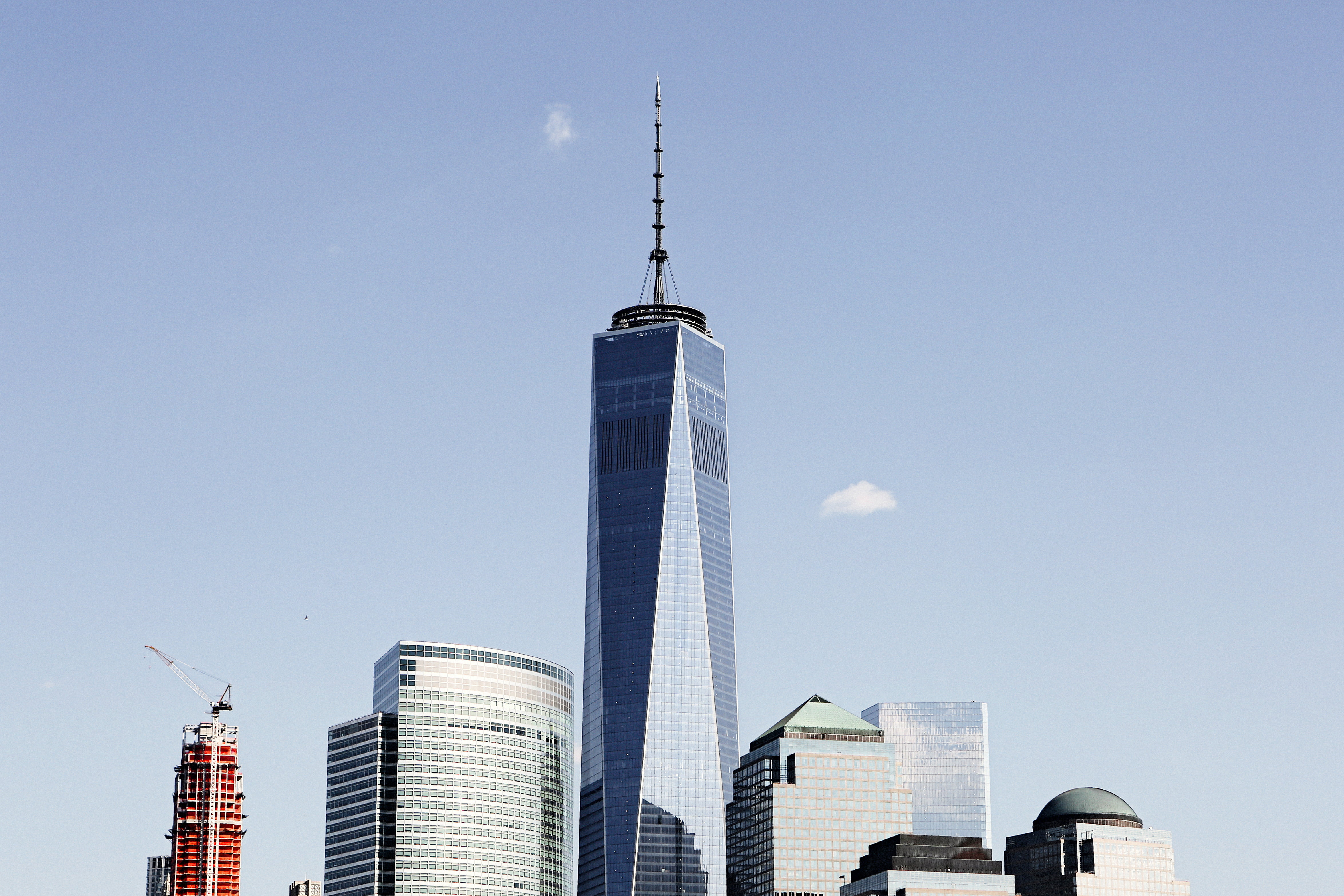 no people, steel, office building exterior, landscape, manhattan, one world trade center, business, building, modern, tower, construction industry, downtown district, HD Wallpaper