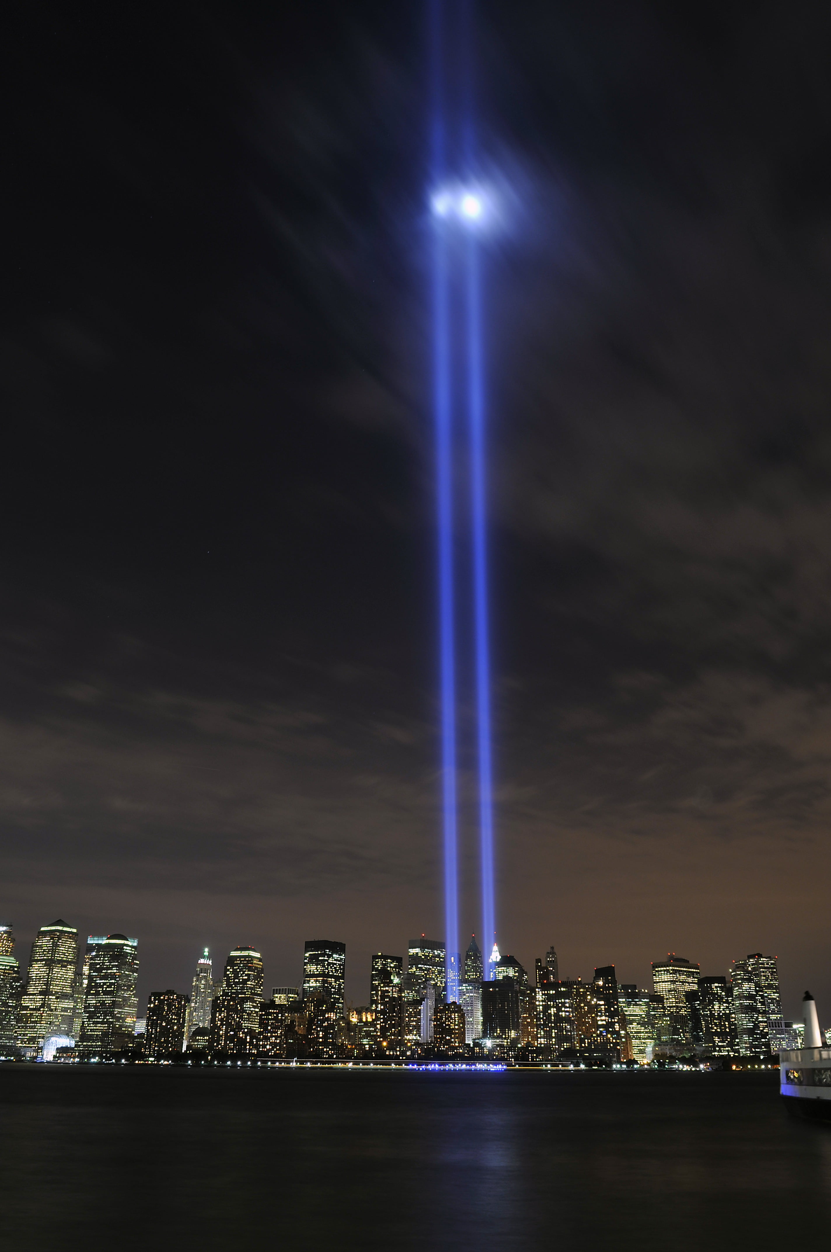 landscape, city, tall - high, office building exterior, tribute in lights, skyscraper, ground, building, no people, power in nature, architecture, waterfront, Phone HD Wallpaper