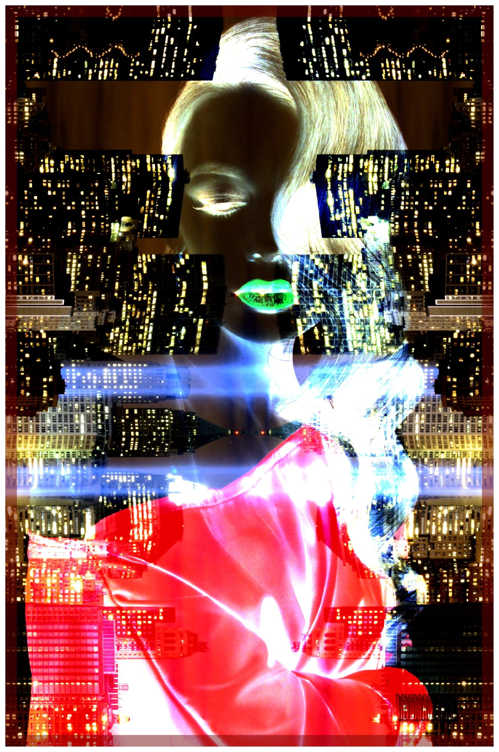 tribute in lights, transfer print, water, clouds, woman, no people, glowing, gray background, fashion, river, long, edit, sleeved, cities, sky, 1080P, Phone HD Wallpaper