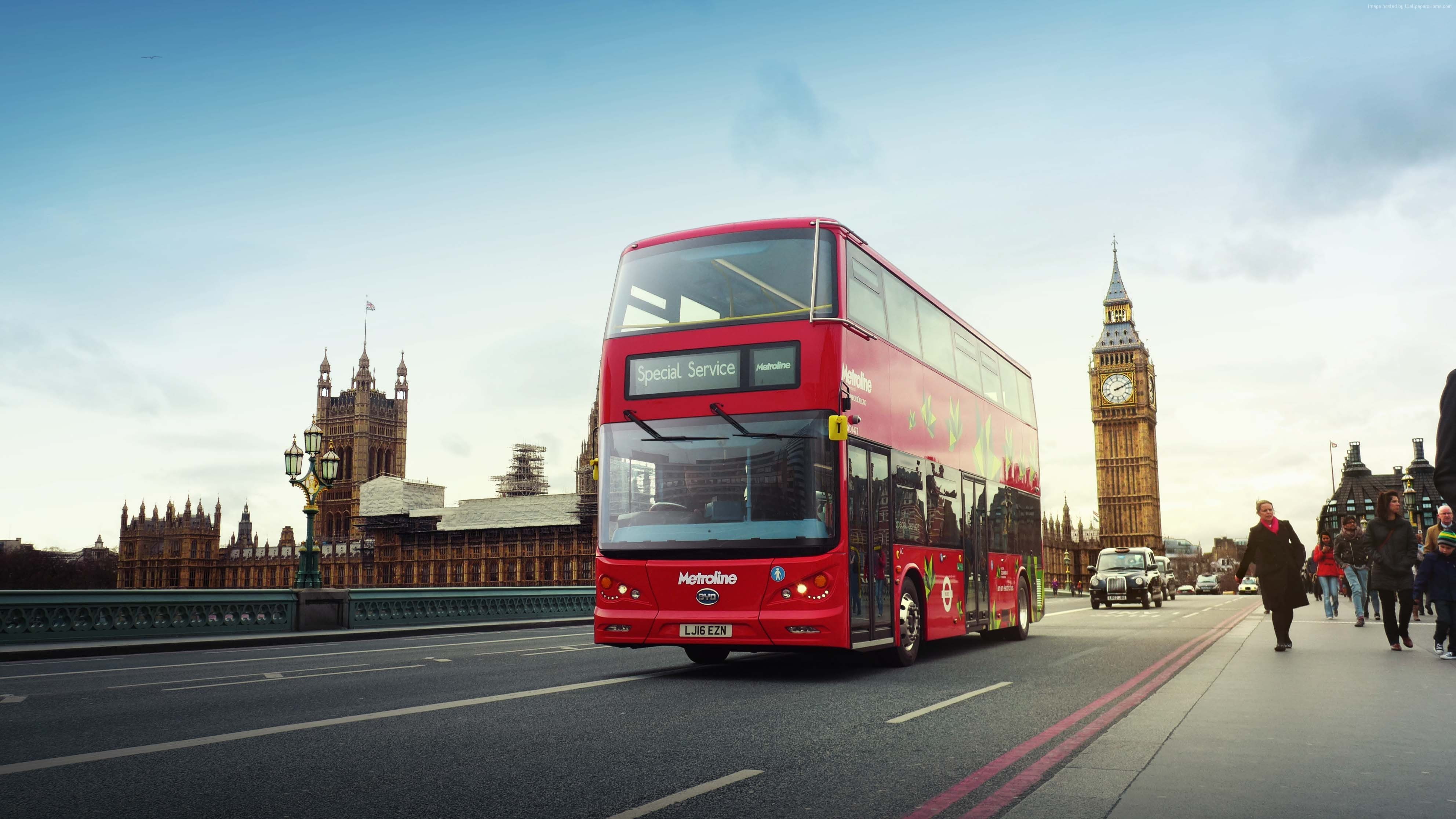 first electric double decker bus, 4K, london, electric bus, HD Wallpaper
