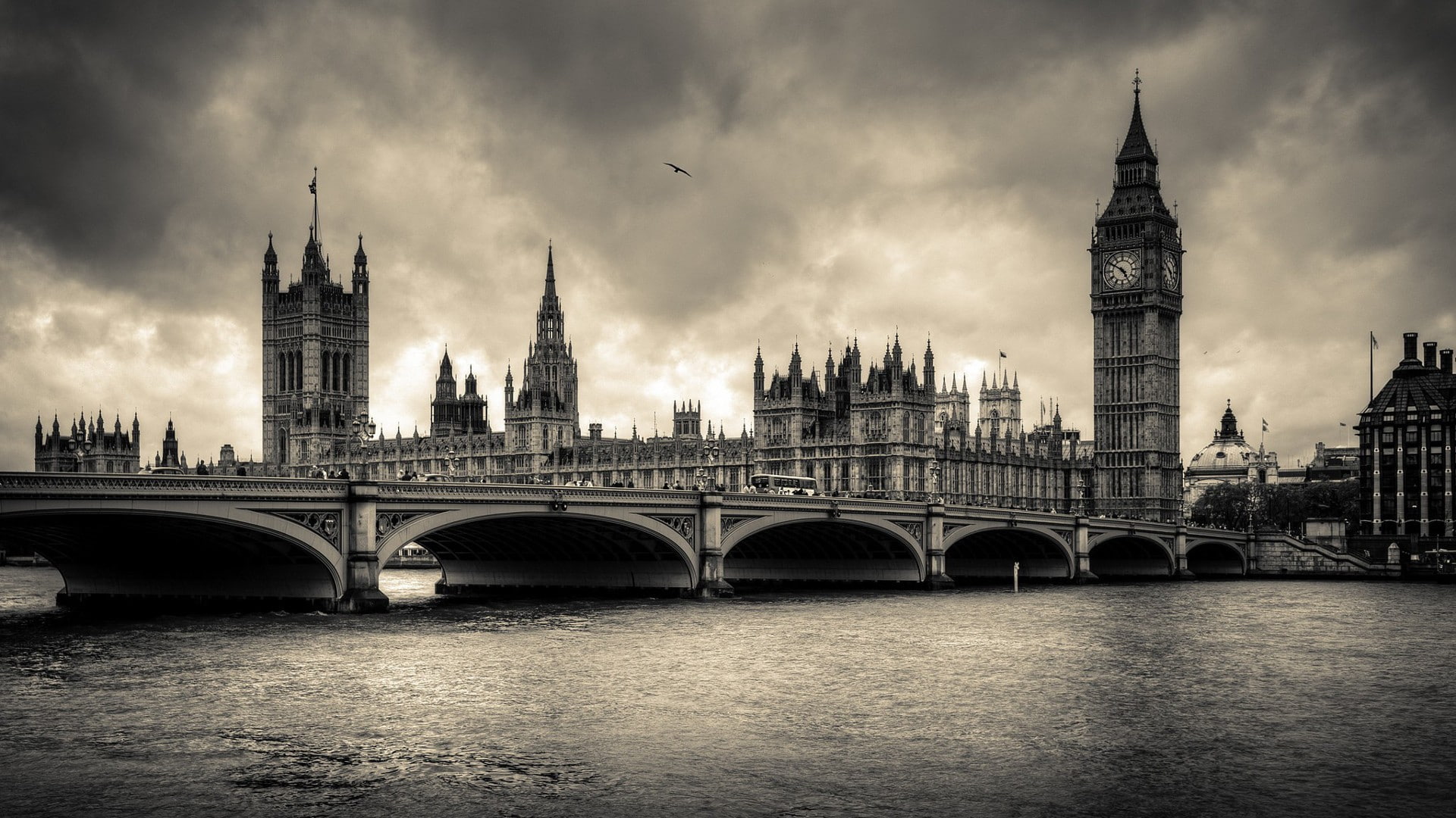 cloud - sky, connection, government, bridge, building exterior, no people, gothic style, city, arch, built structure, arch bridge, nature, clock tower, HD Wallpaper