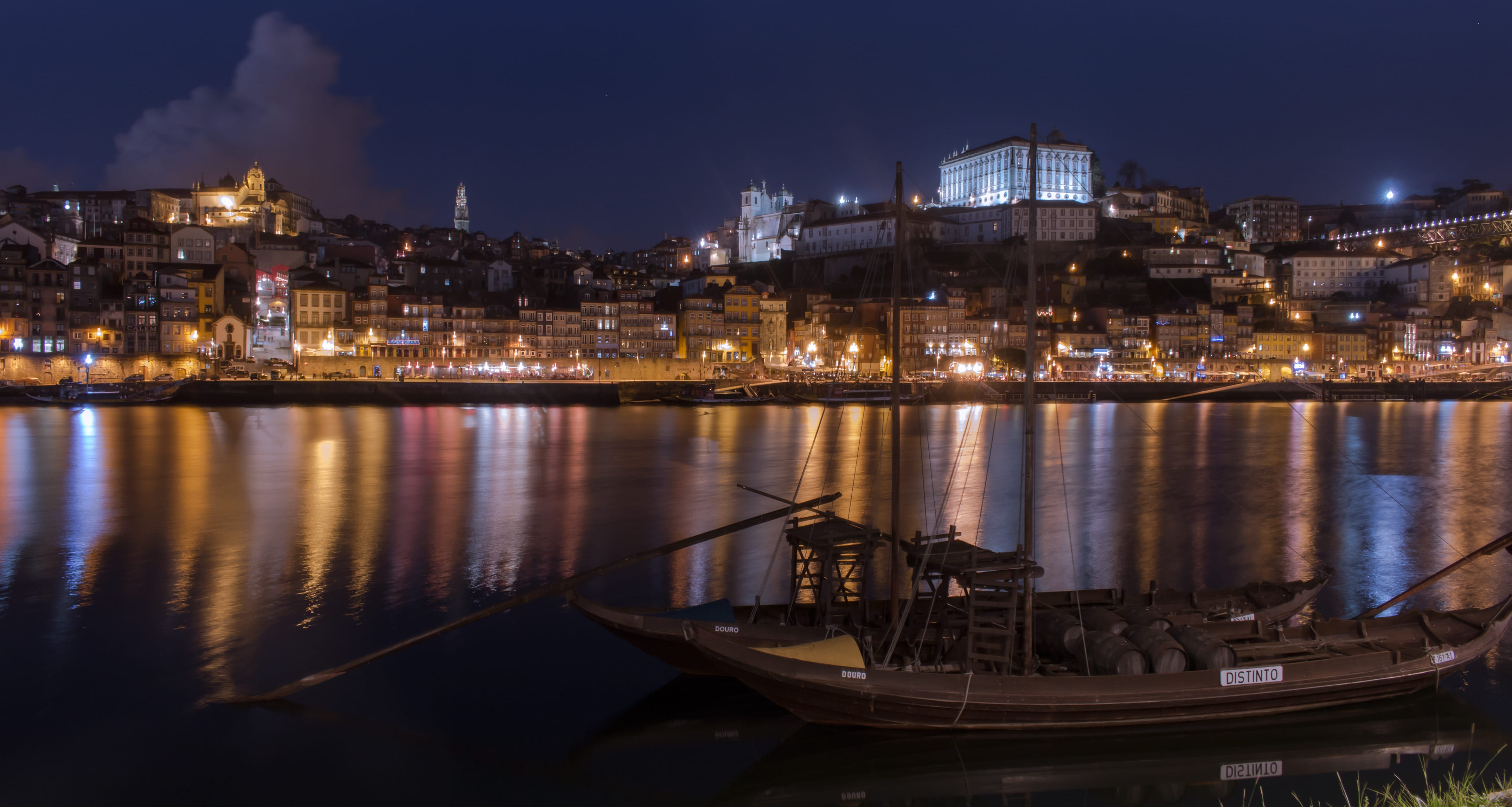 travel destinations, ribeira, transportation, reflections, panoramic, dusk, built structure, water, sky, mode of transportation, reflection, nature, nautical vessel, HD Wallpaper
