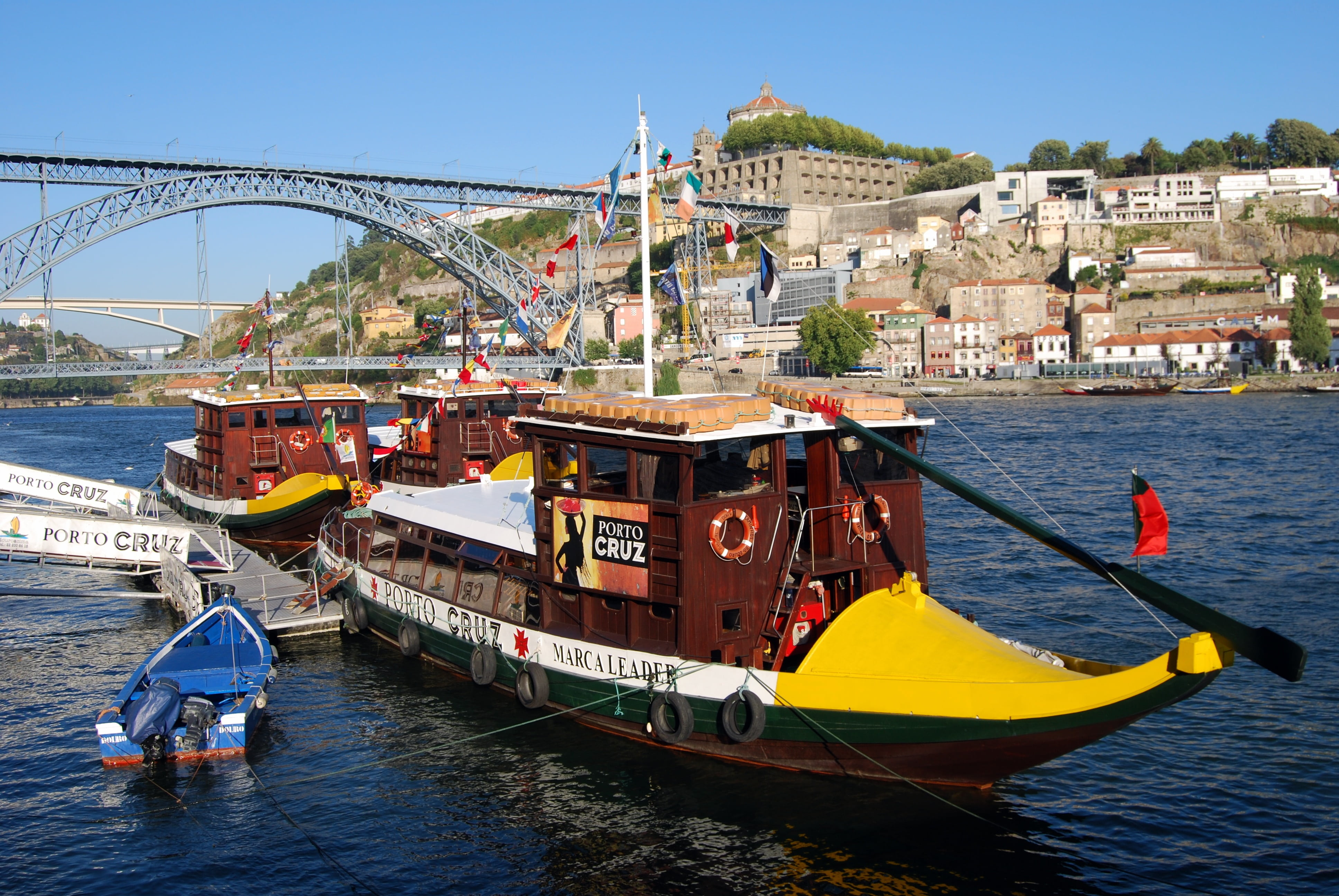 passenger craft, outdoors, boat, sky, 4K, river, nautical Vessel, water, travel, building exterior, no people, nature, travel destinations, oporto, day, HD Wallpaper