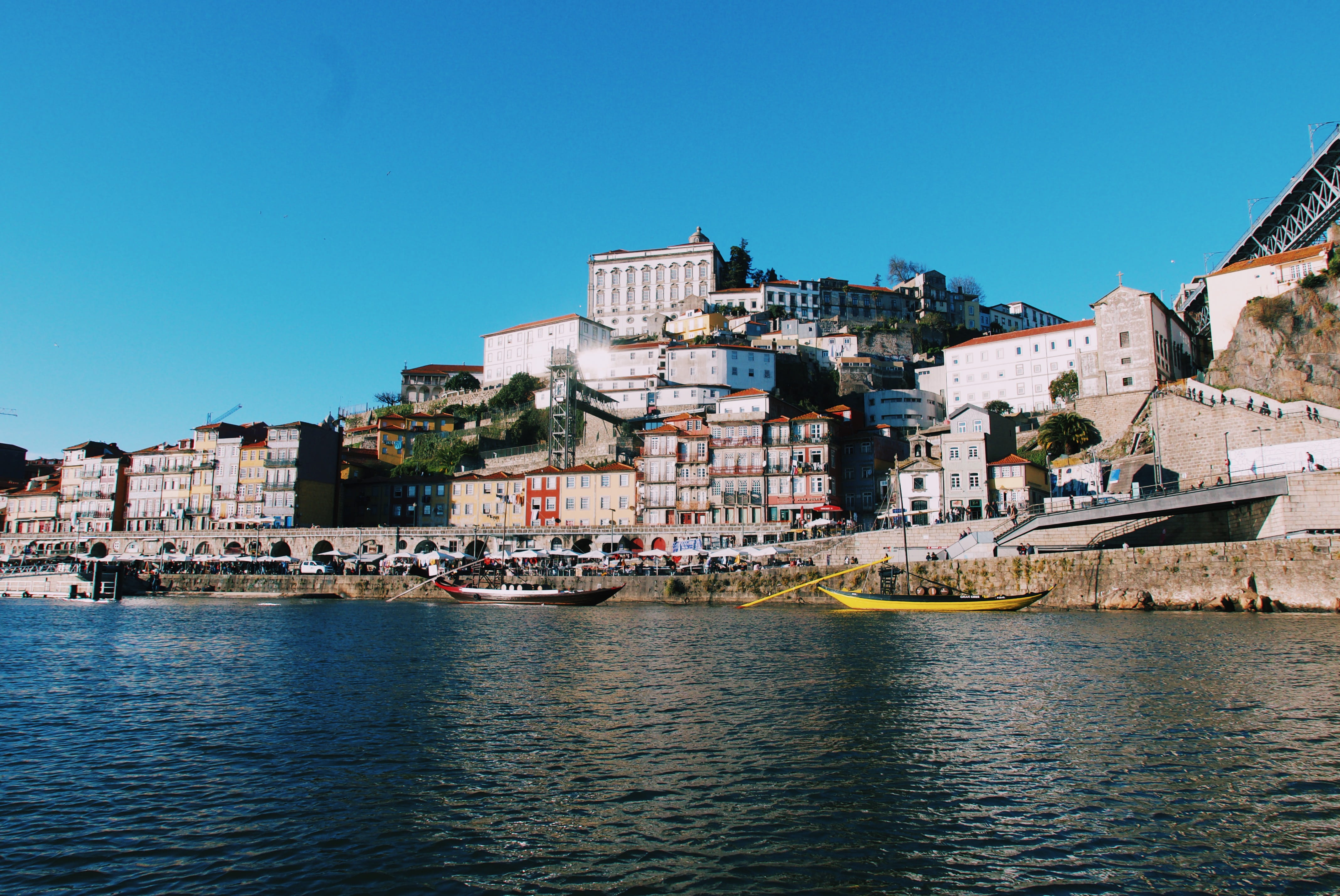 porto, sky, landscape, nature, oporto, river, travel destinations, day, water, architecture, residential district, city, built structure, 4K, portugal, HD Wallpaper