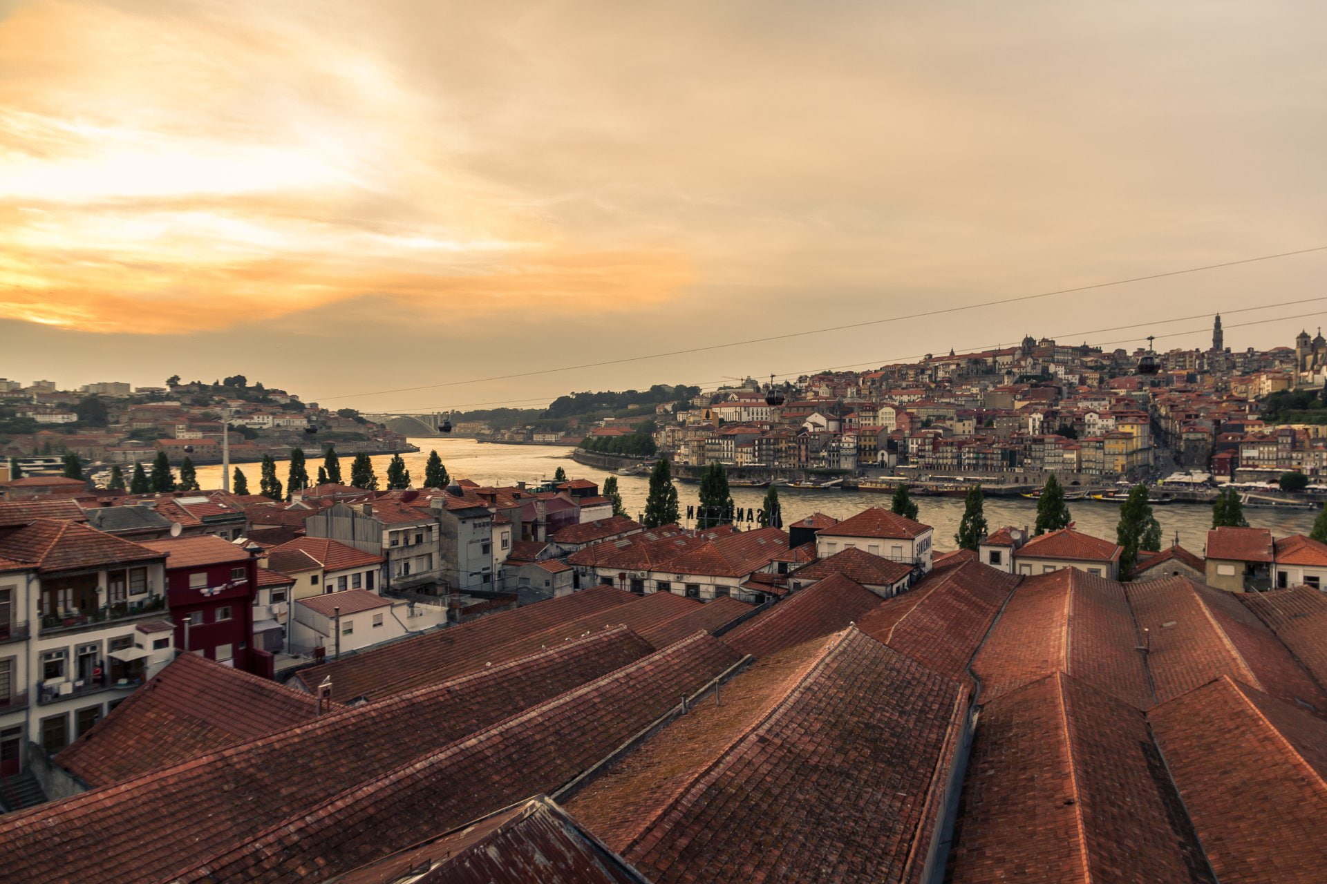Douro river, House, Douro, Cities, 1080P, City, Porto, Evening, Portugal, Sunset, River, Rooftop, HD Wallpaper