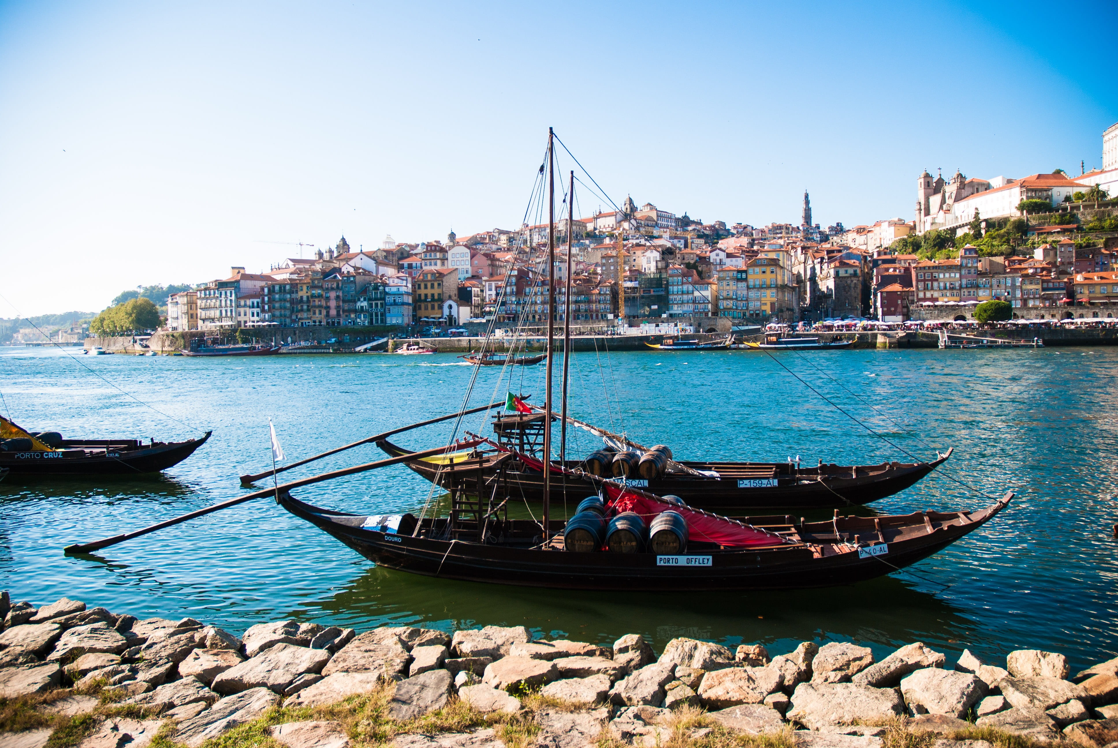 architecture, building exterior, 4K, river douro, travel, built structure, rabelo boat, sky, port wine, brown, moored, mode of transportation, nature, HD Wallpaper