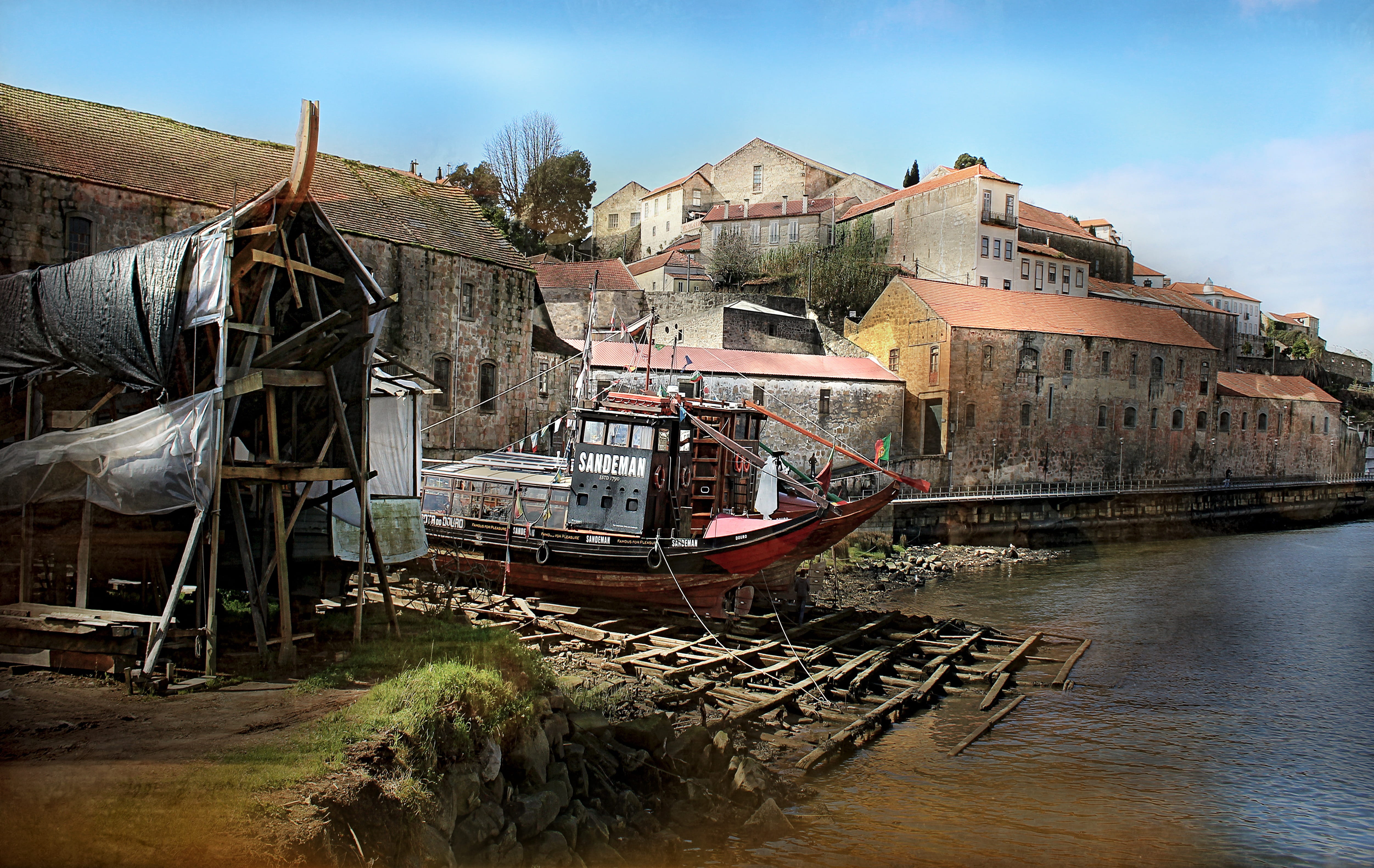 cloud - sky, sky, no people, Landscape, 4K, building, demolished, damaged, weathered, mode of transportation, outdoors, Porto, ribeira, built structure, HD Wallpaper