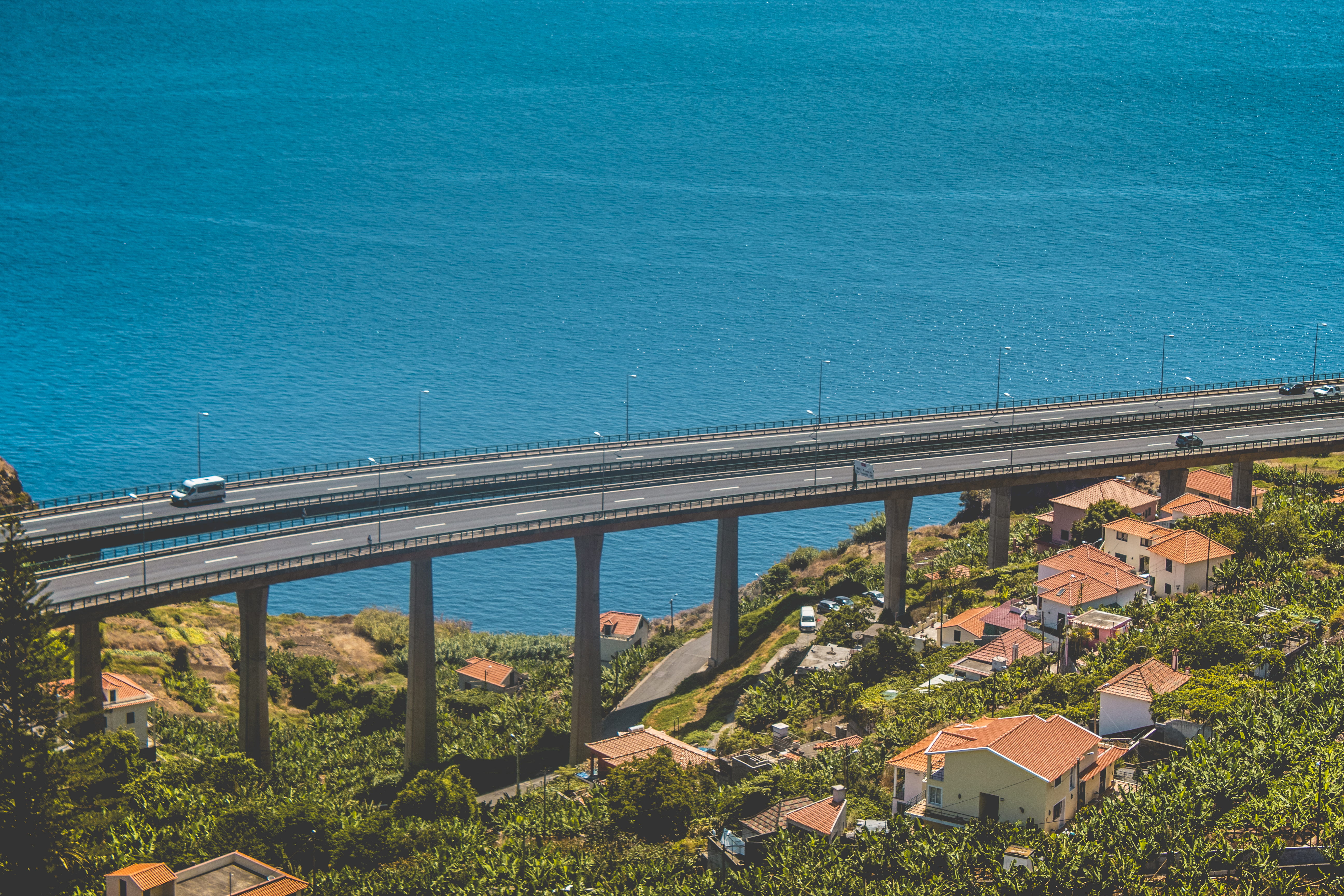 near, ilha da madeira, nature, no people, building, photo, architecture, aerial, outdoors, concrete, blue, body, plant, highway, day, scenics - nature, HD Wallpaper