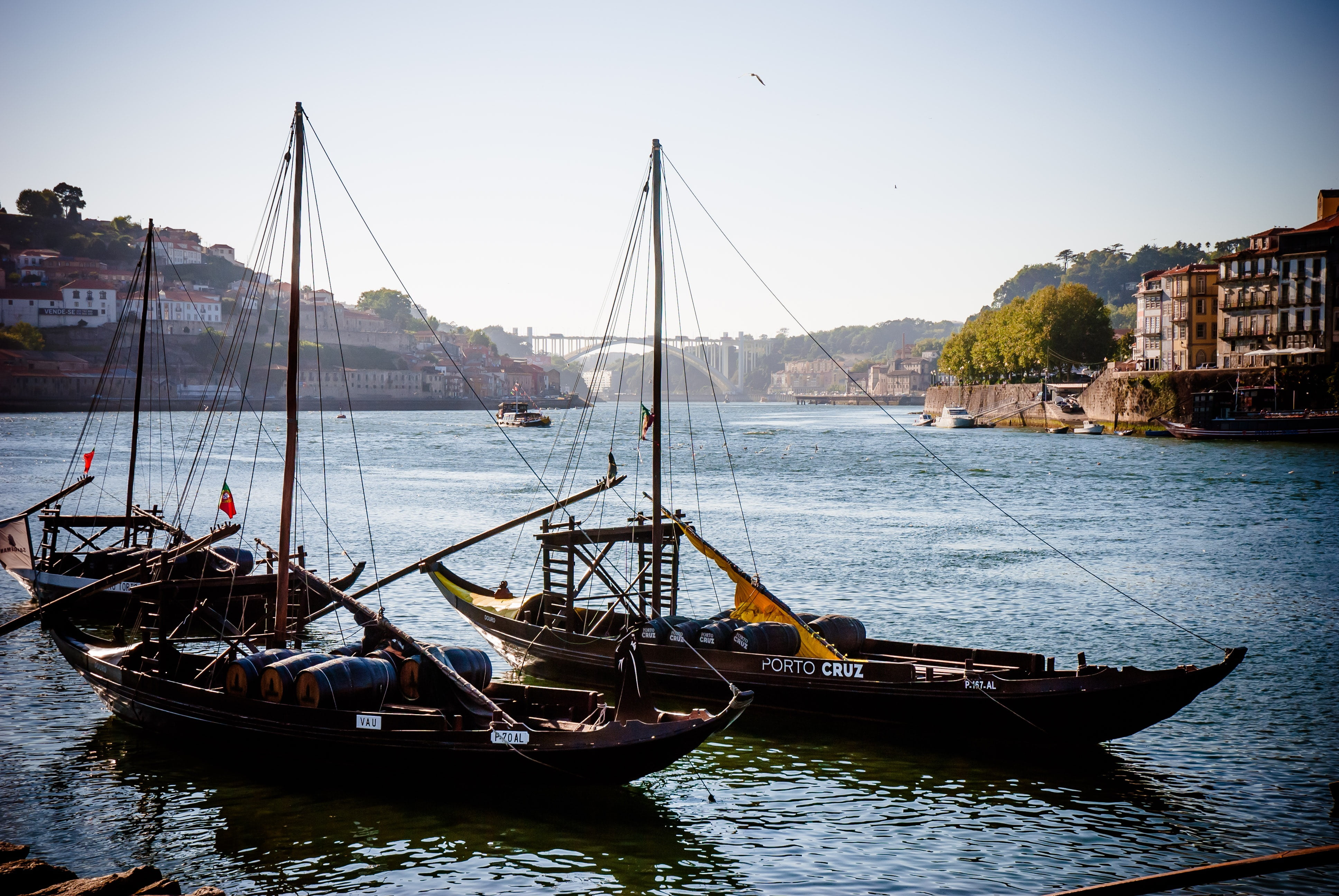 sea, water, port wine, nautical Vessel, outdoors, europe, built structure, dock, day, cultures, black, waterfront, sky, travel Destinations, transportation, HD Wallpaper