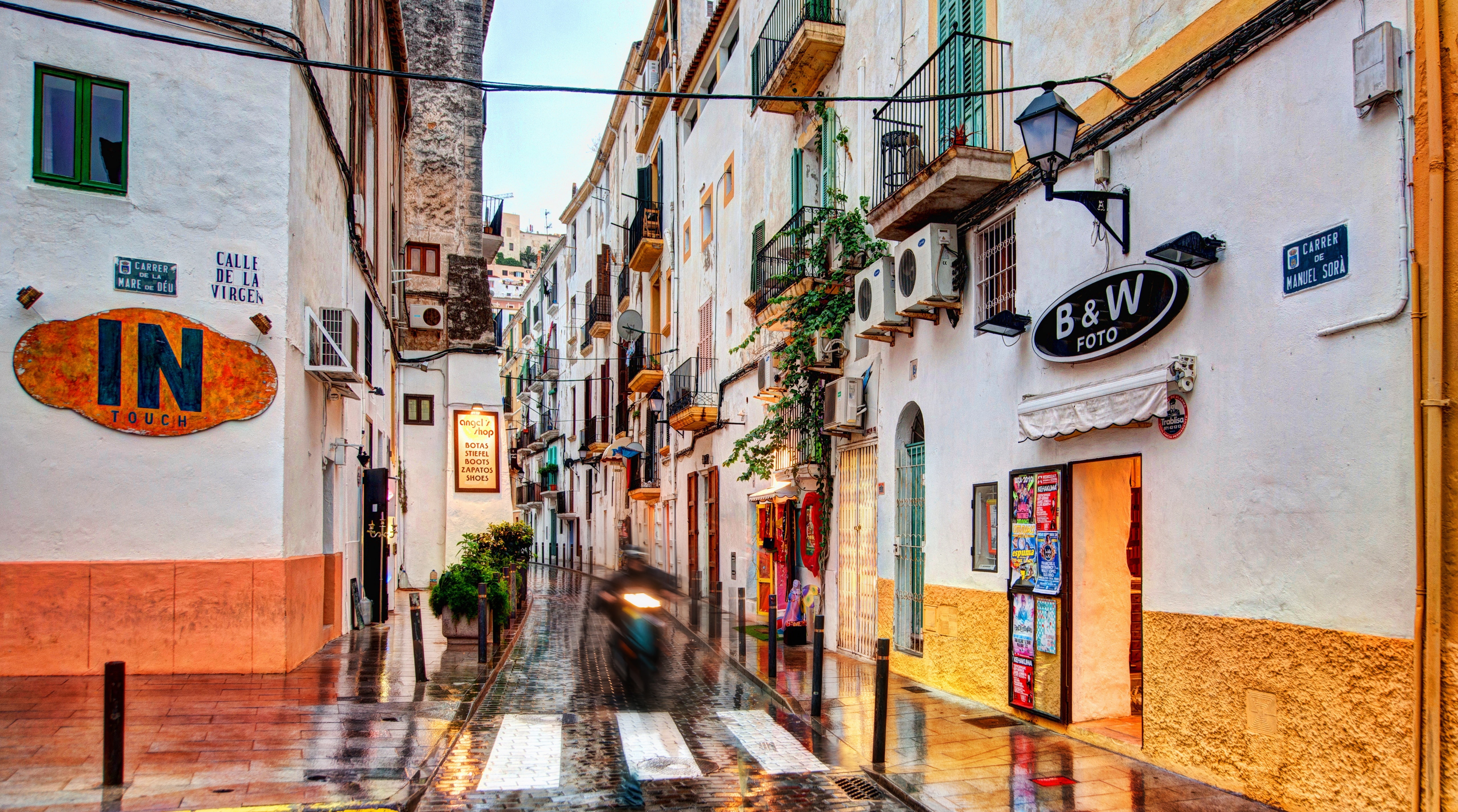 daltvilla, comunidadautonoma, building, september, the way forward, villadeivissa, Island, no people, street, Ibiza, Town, window, treyratcliff, sign, mediterranean, HD Wallpaper