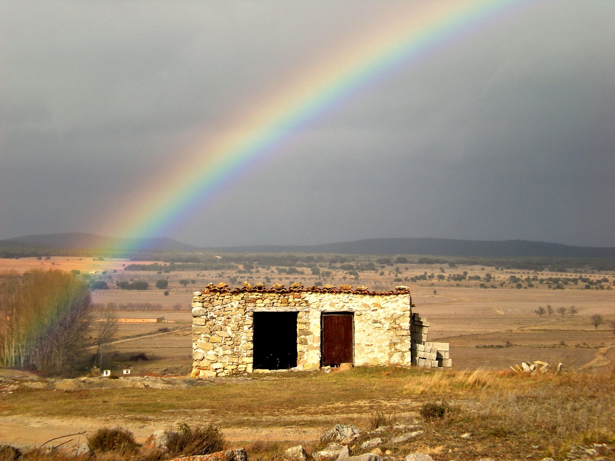 multi colored, no people, environment, Spain, plant, Rainbow, cloud - sky, Europe, double rainbow, shepherd, beauty in nature, travel, mediterranean, outdoors, HD Wallpaper