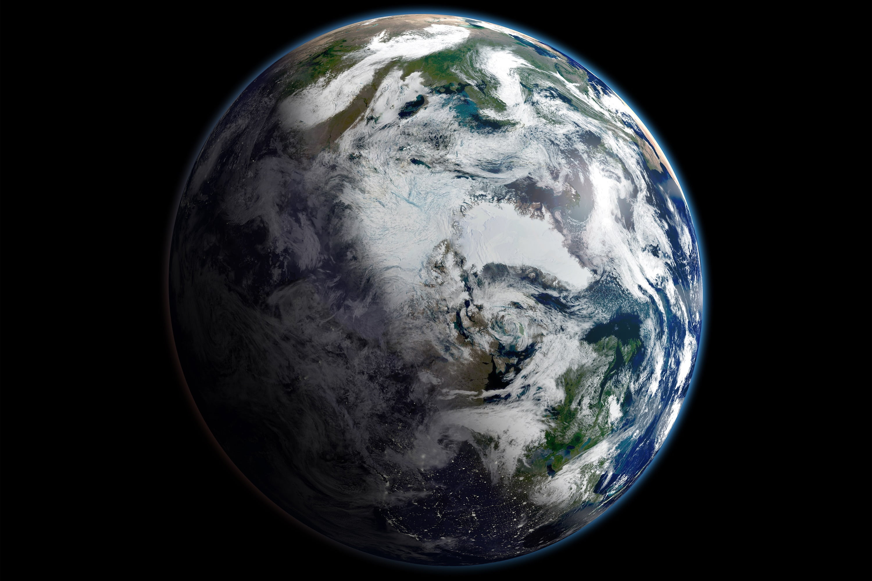 close-up, sea, round, blue marble, sky, sphere, arctic, planet - space, planet earth, studio shot, black background, space, view, satellite view, no people, HD Wallpaper