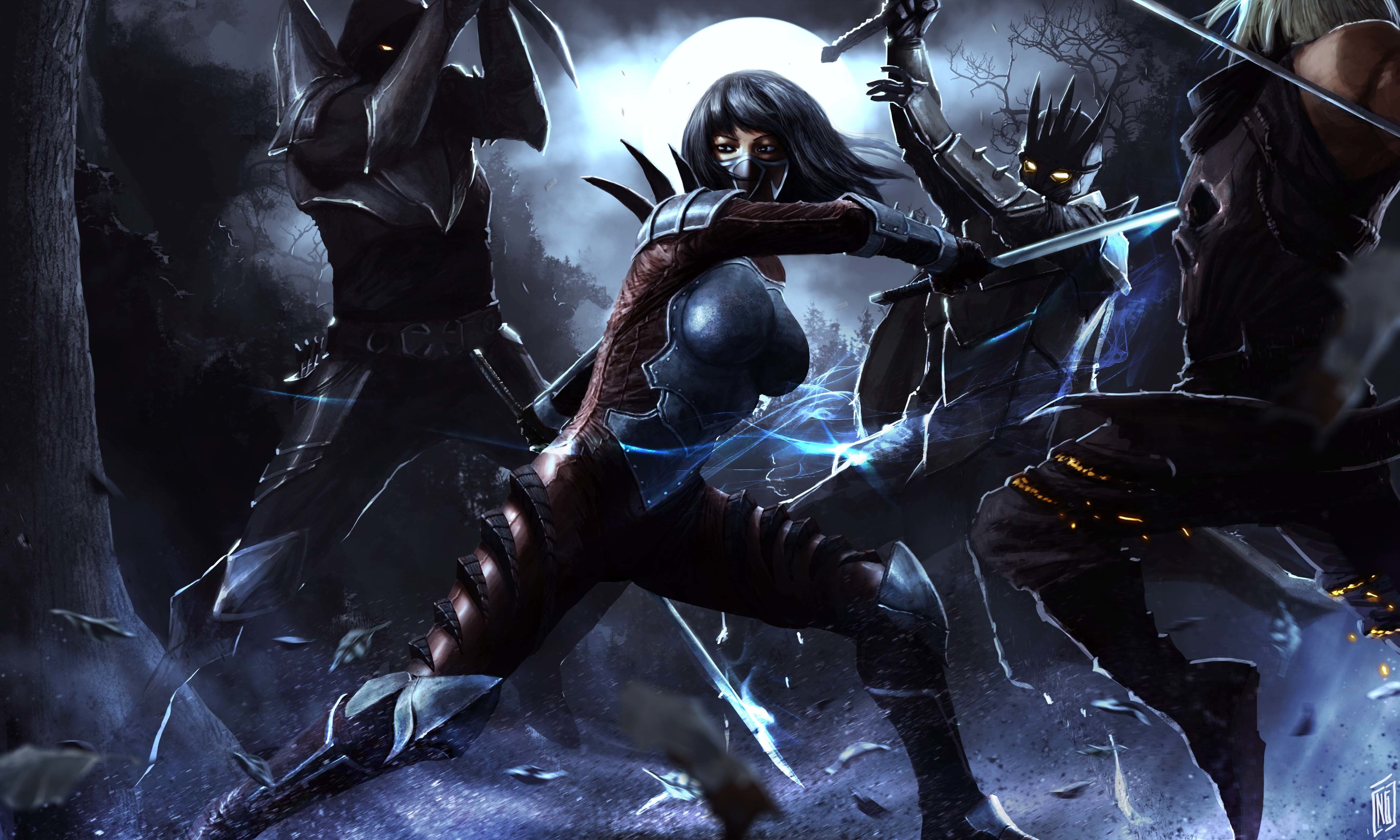 men, armor, weapons, girl, fiction, battle, indoors, human representation, representation, women, creativity, attack, close-up, halloween, arts culture and entertainment, HD Wallpaper