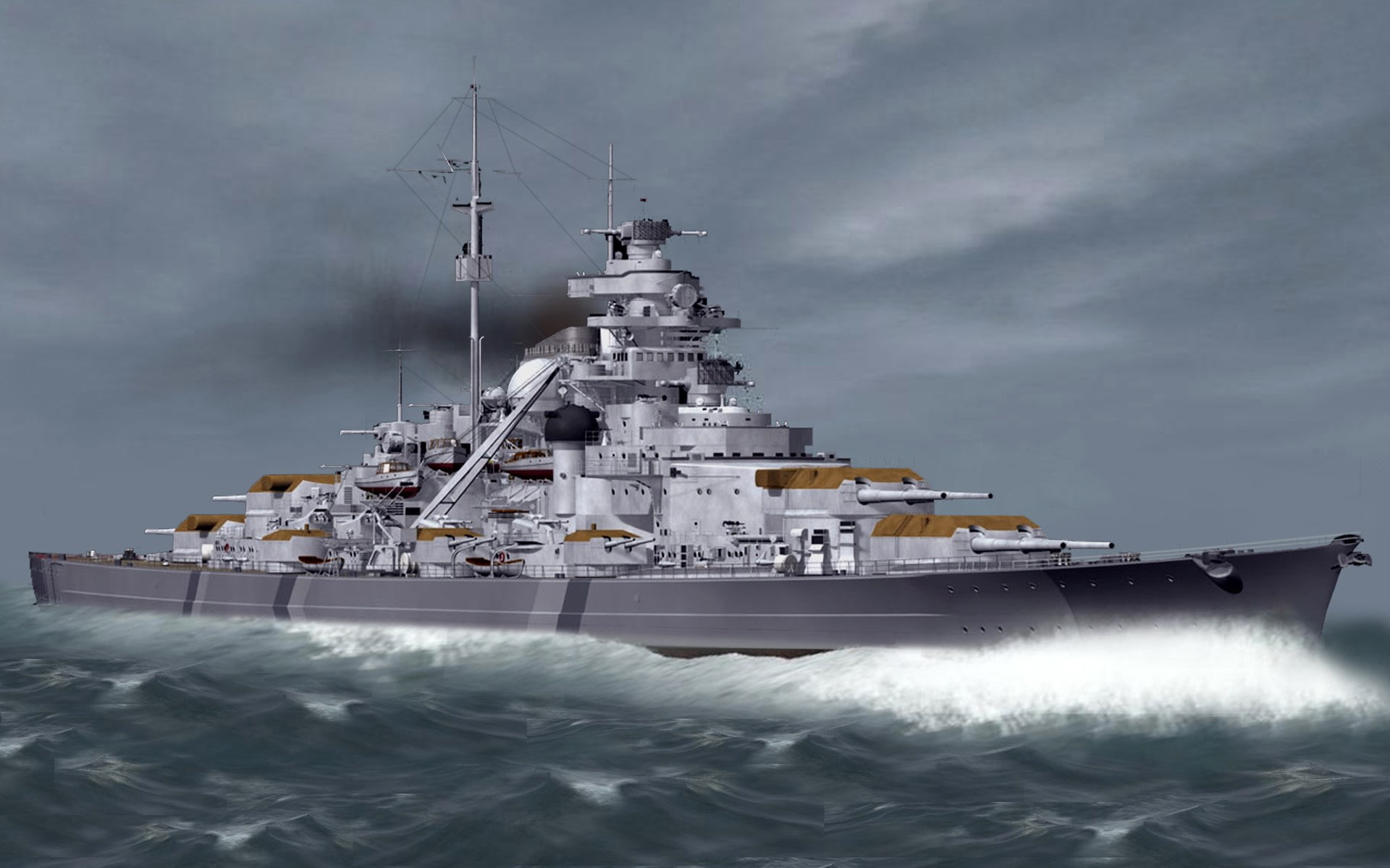 german battleship bismarck, 1080P, HD Wallpaper