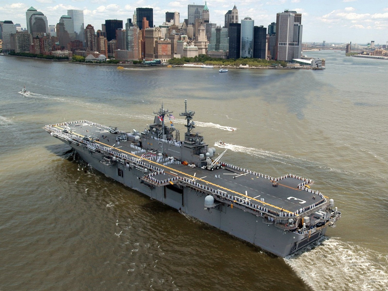 aircraft carrier, warship, military, ship, vehicle, cityscape, 720P, HD Wallpaper