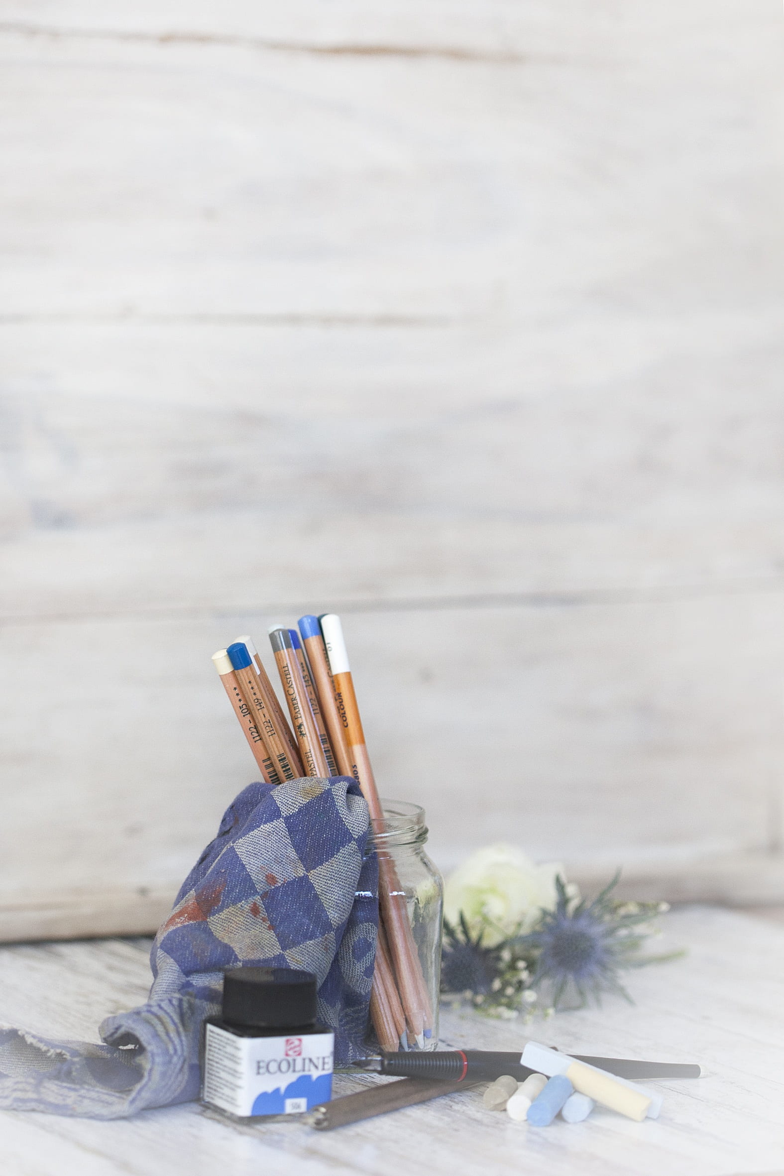 pens, round, fantasy, brushes, glass, textile, outdoors, dye, still life, jar, creativity, 1080P, white, wood - material, signs, chalk, day, gray, color, Phone HD Wallpaper