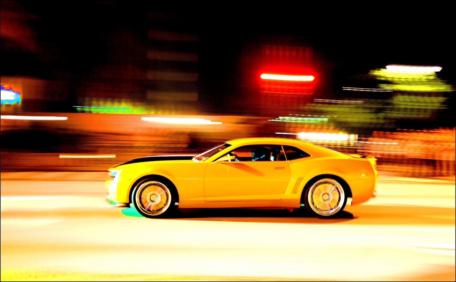 city street, illuminated, nightlife, blurred motion, motion blur, mode of transportation, street, motion, taxi, land vehicle, speed, architecture, road, HD Wallpaper