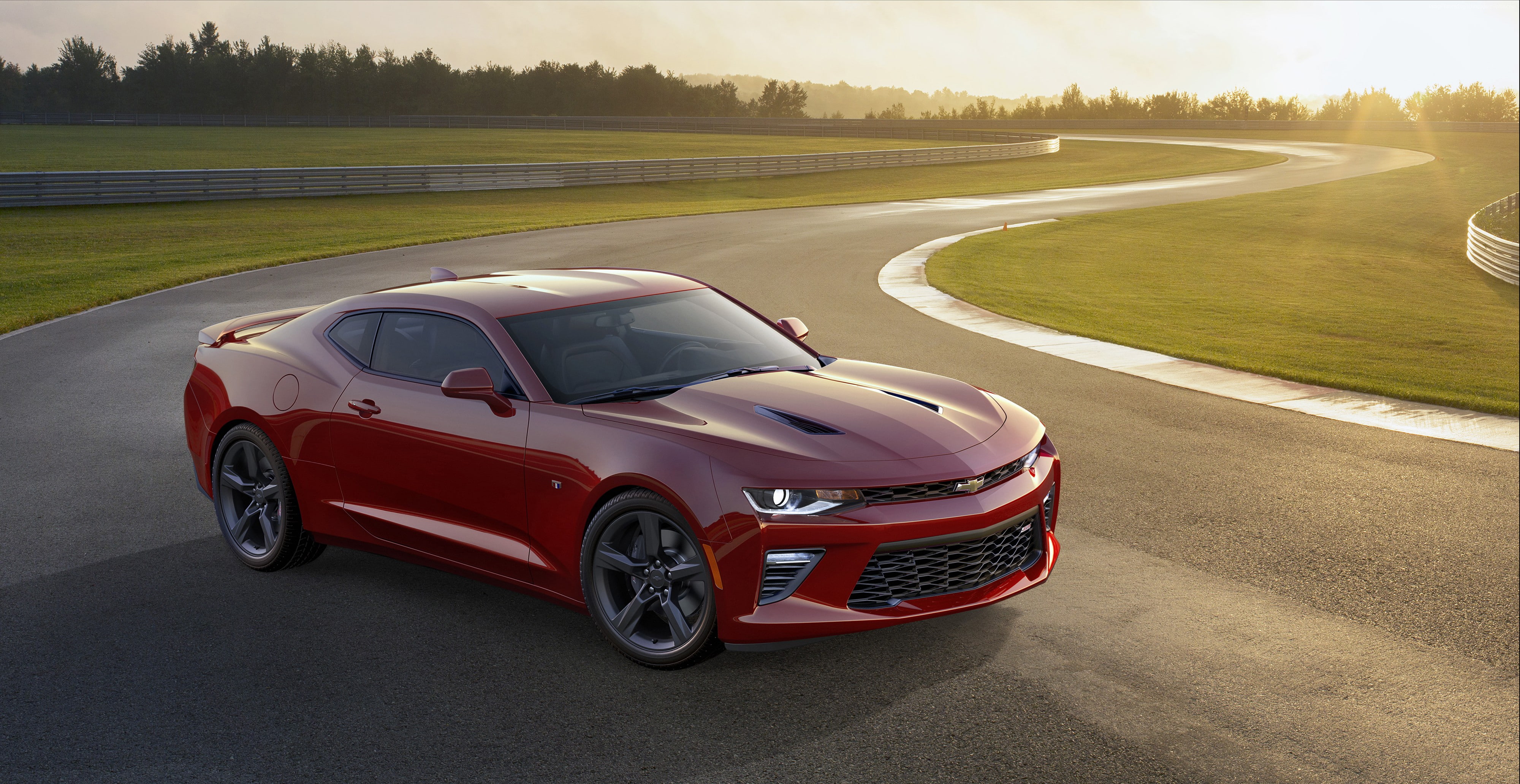 4K, red, coupe, muscle car, Chevrolet Camaro SS, HD Wallpaper
