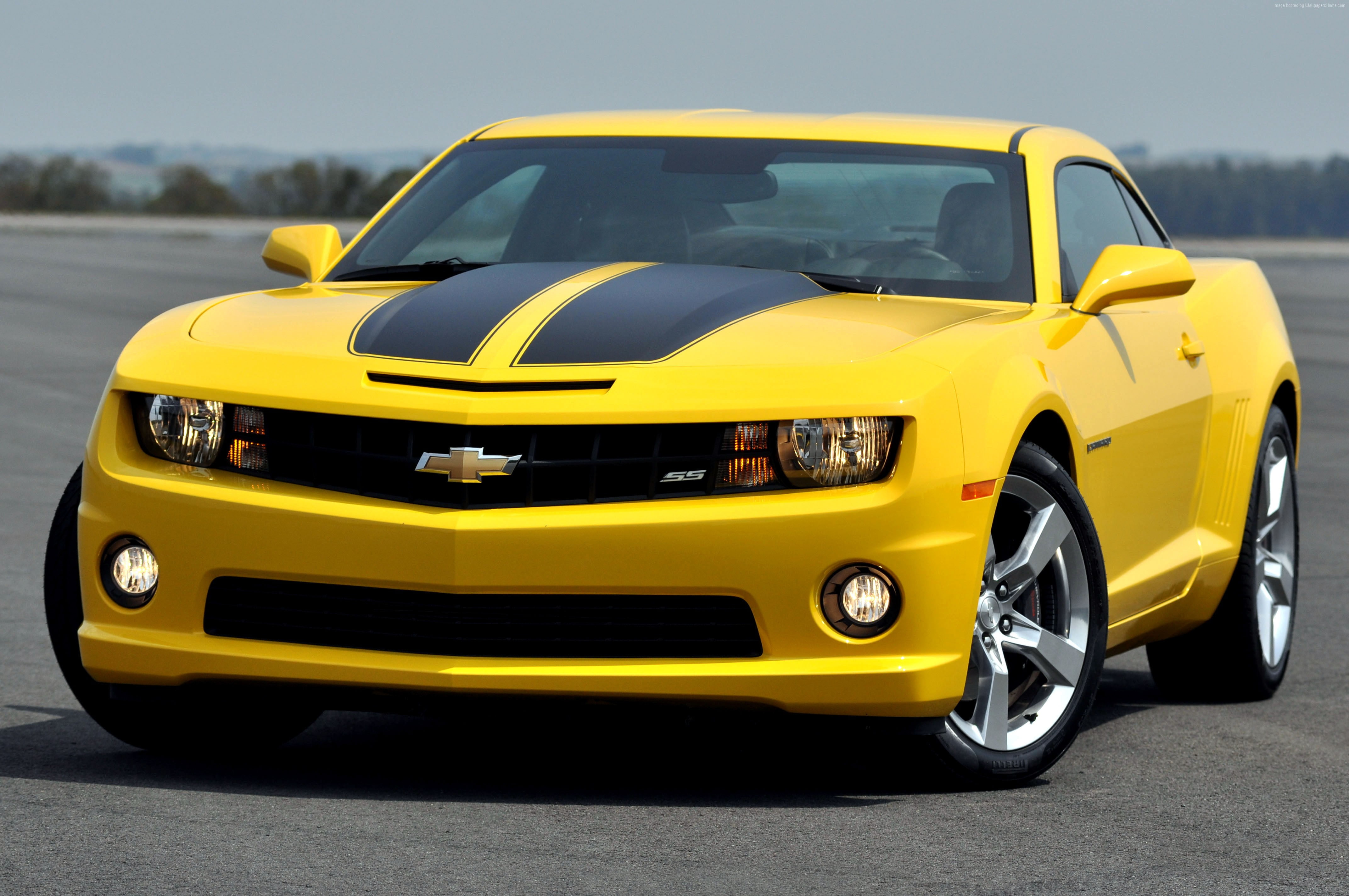 Special Edition, review, Camaro, Chevy, test drive, 4K, muscle car, V8, speed, rent, sports car, front, buy, Camaro SS, Transformers, yellow, Chevrolet, HD Wallpaper