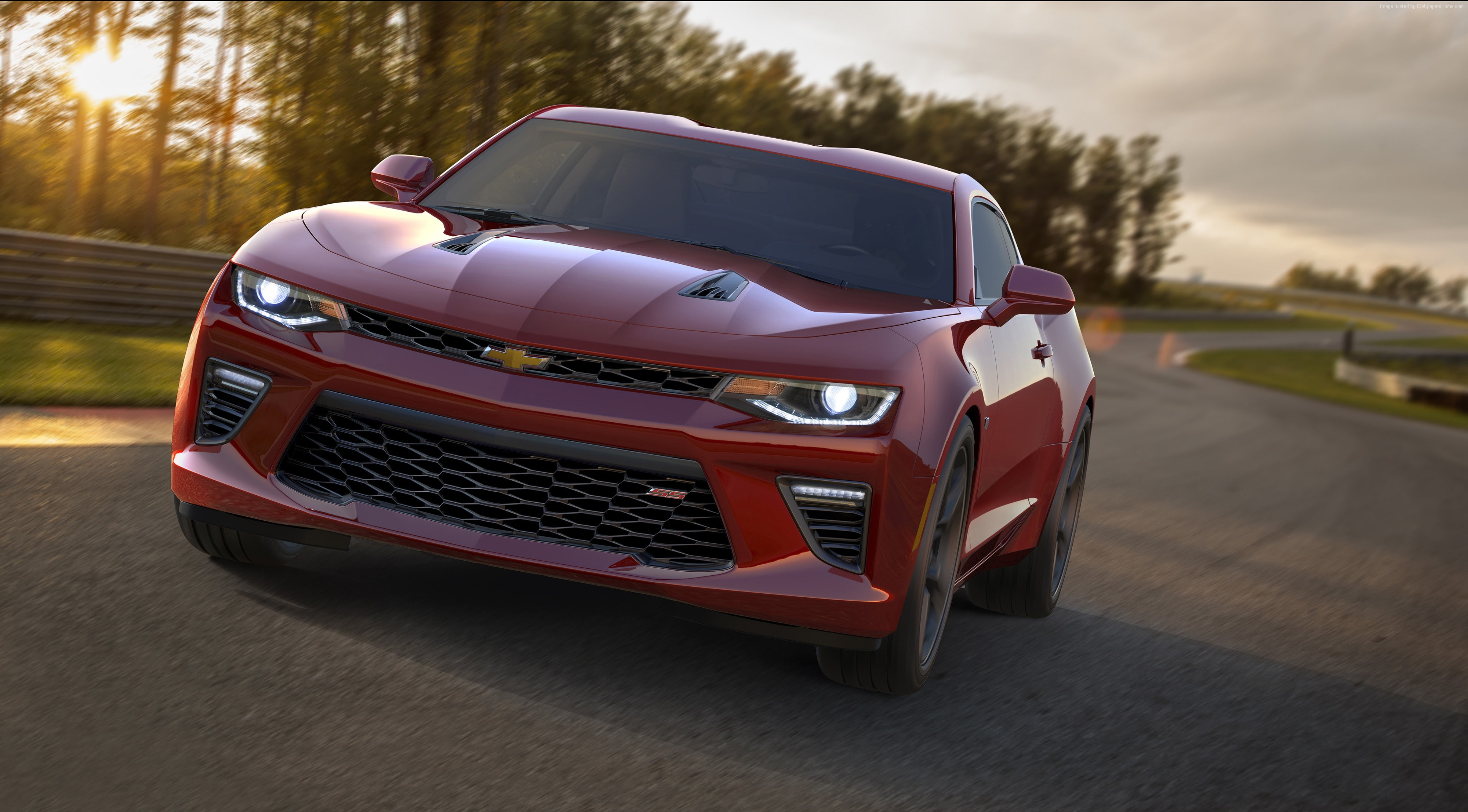 muscle car, Chevrolet Camaro SS, red, coupe, 4K, HD Wallpaper