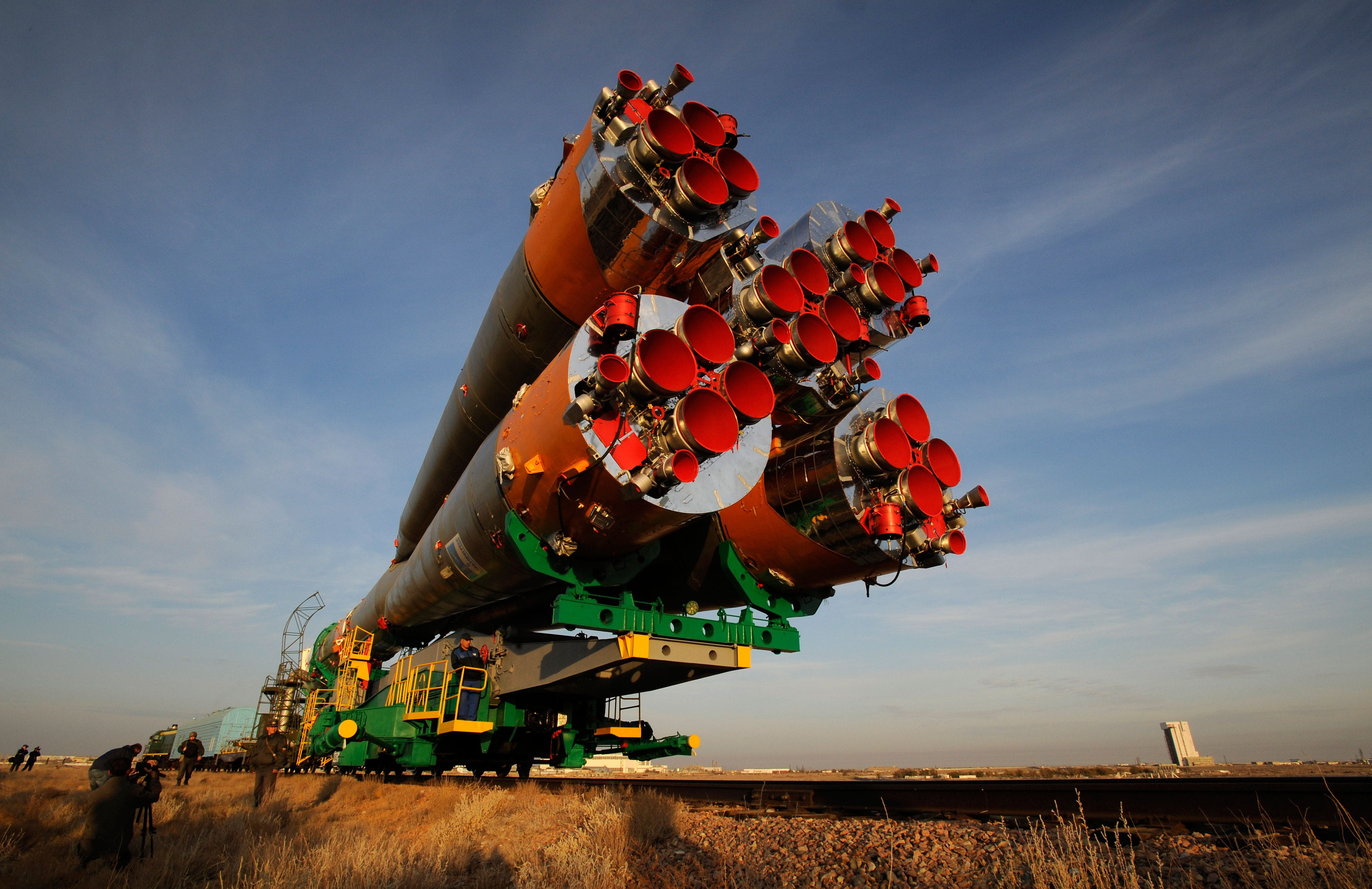 celebration, black, exploration, cloud - sky, daytime, russia, clouds, green, motion, transportation, Soyuz Rocket, land, nature, field, summer, mode of transportation, HD Wallpaper