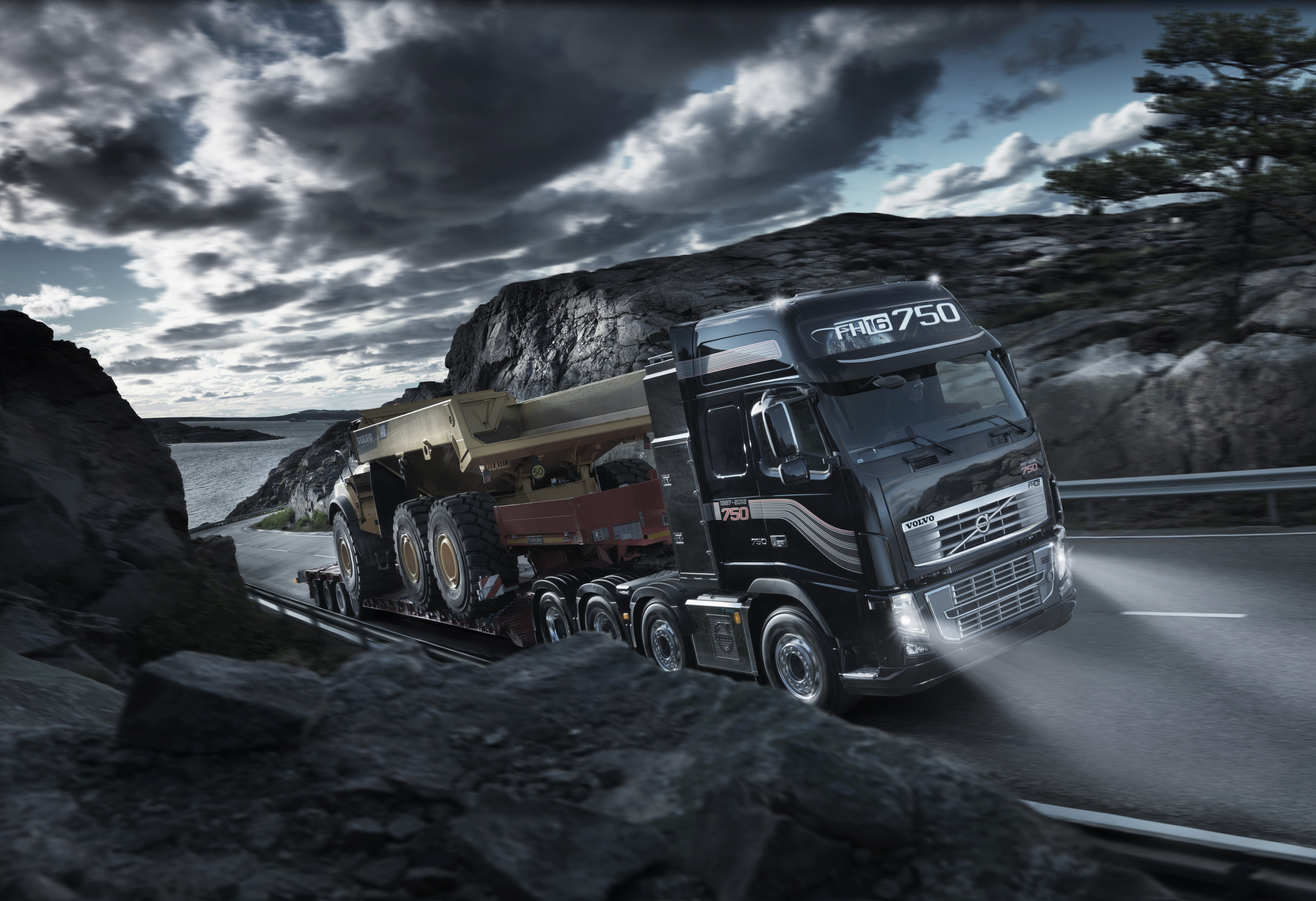 freight Transportation, travel, beauty in nature, sky, scenics - nature, heavy, machinery, equipment, nature, day, transportation, volvo fh16, 5K, cargo Container, HD Wallpaper