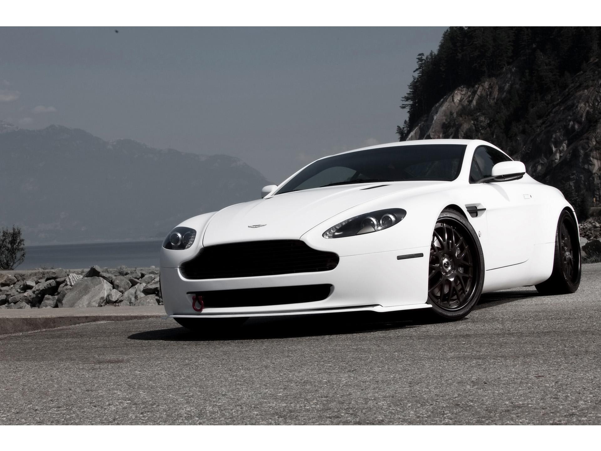 tree, outdoors, vantage, racecar, sport, martin, mountain, motor vehicle, land, road, auto post production filter, car, rock, day, no people, wheel, chrome, HD Wallpaper