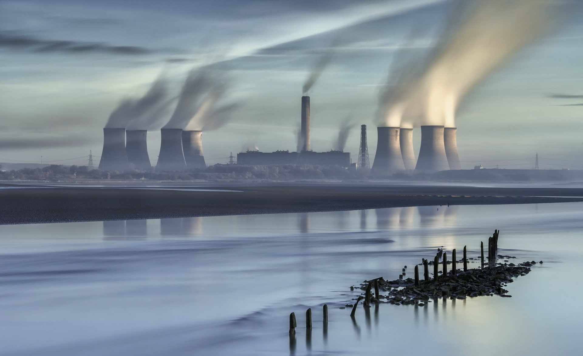 1080P, Nuclear Plant, Smoke, Power Plant, Reflection, Man Made, HD Wallpaper